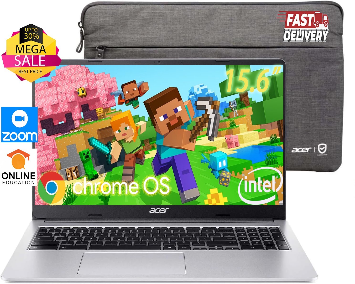 🔥 BRAND NEW🔥Acer Chromebook 15.6″ Quad-Core N6000 4GB 128GB eMMC Chrome Sleeve