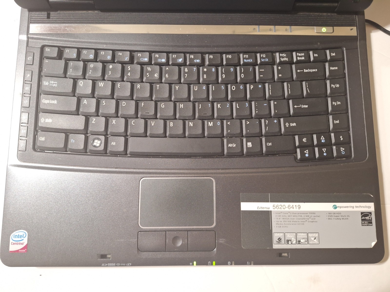 ACER EXTENSA 5620 LAPTOP PC CORE 2DUO 1.83GHz 4GB RAM WIN7 PRO OFFICE USED