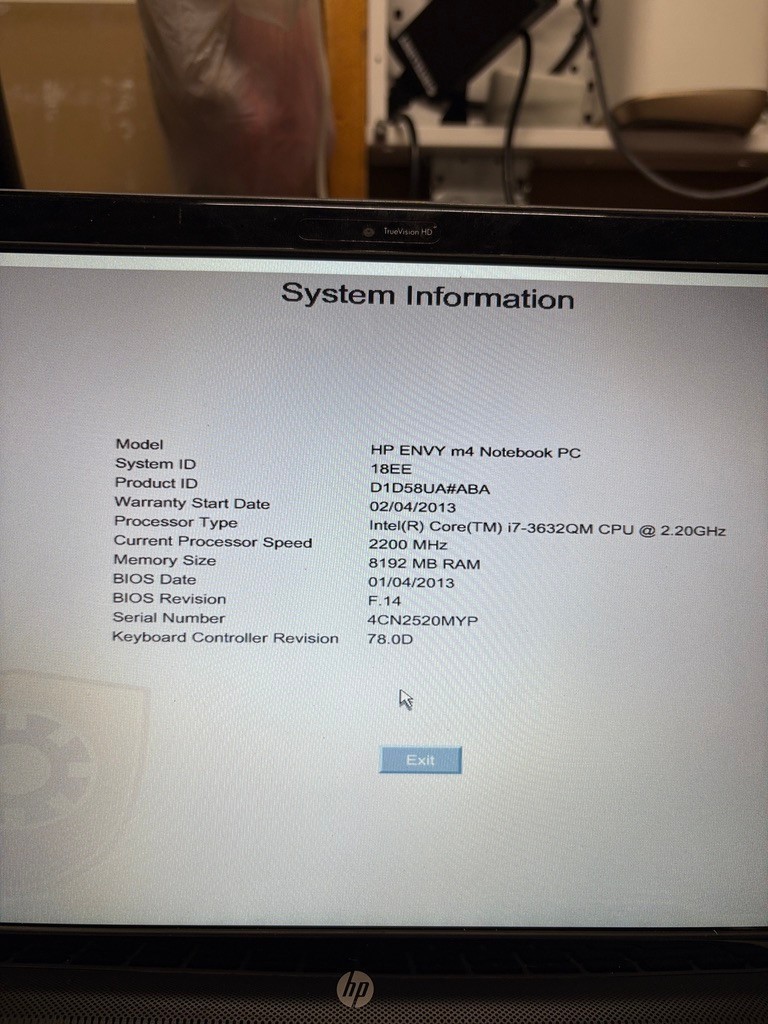 VTG 2012 HP Laptop Model M4-1115DX Core I7 Windows 8 Hard Drive 902GB Works