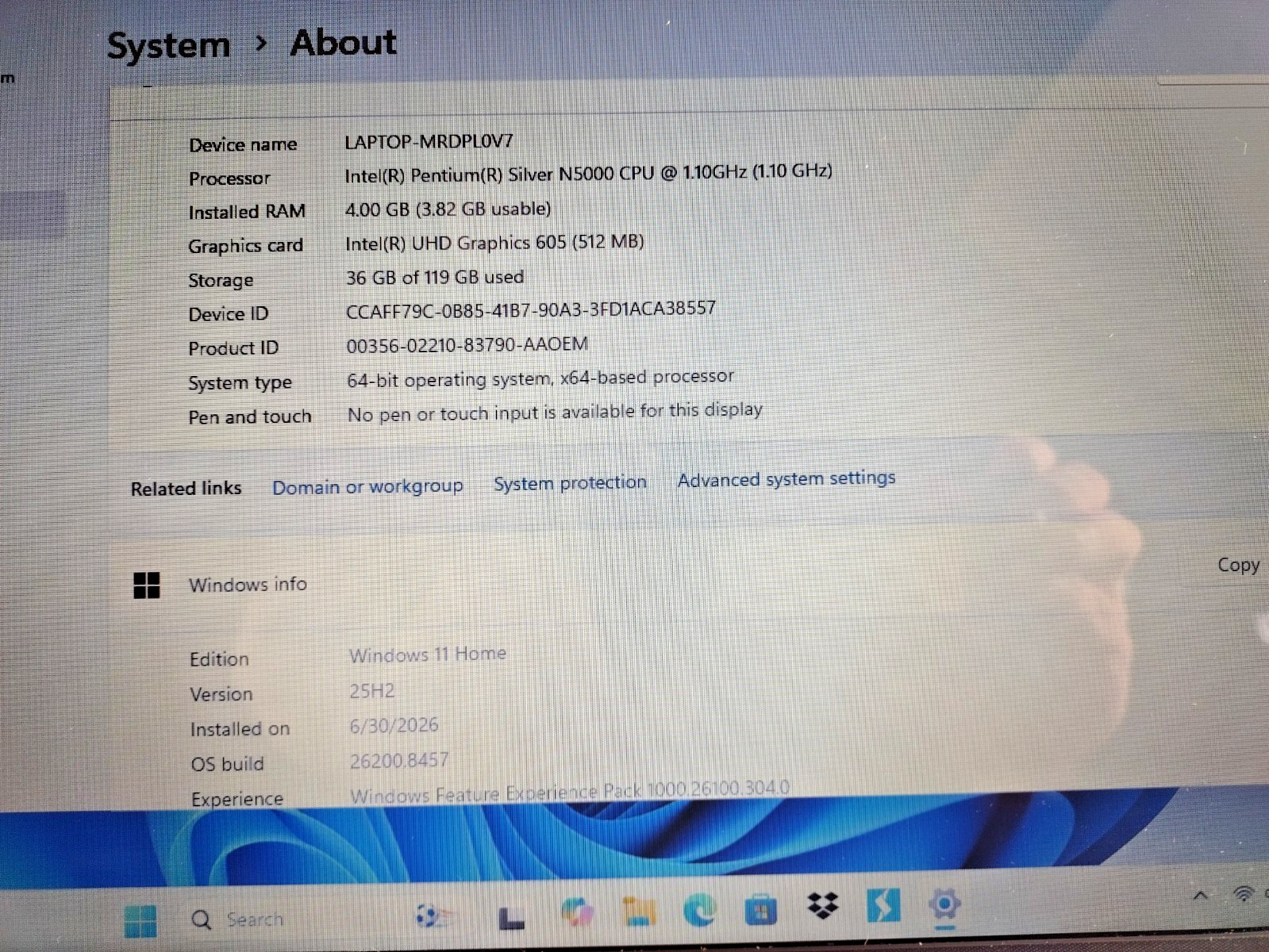 HP 15-DW0083WM 15.6” (128GB SSD Intel Pentium Silver N5030 1.1GHz 4GB RAM)…