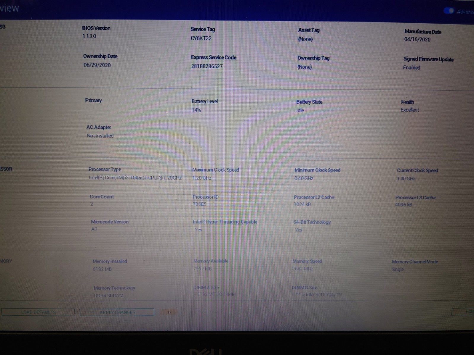 Dell Inpiron 3593 15.6″ HD i3-1005G1 8GB RAM No OS/SSD