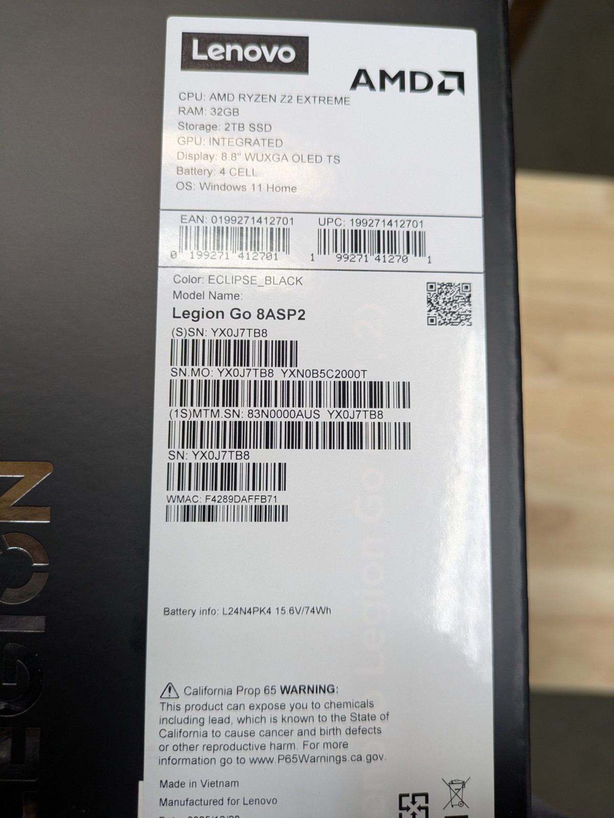 Lenovo Legion Go 2 Z2E 2TB +Screen Protector+Skins+ComfortGrips+100g Hall Sticks