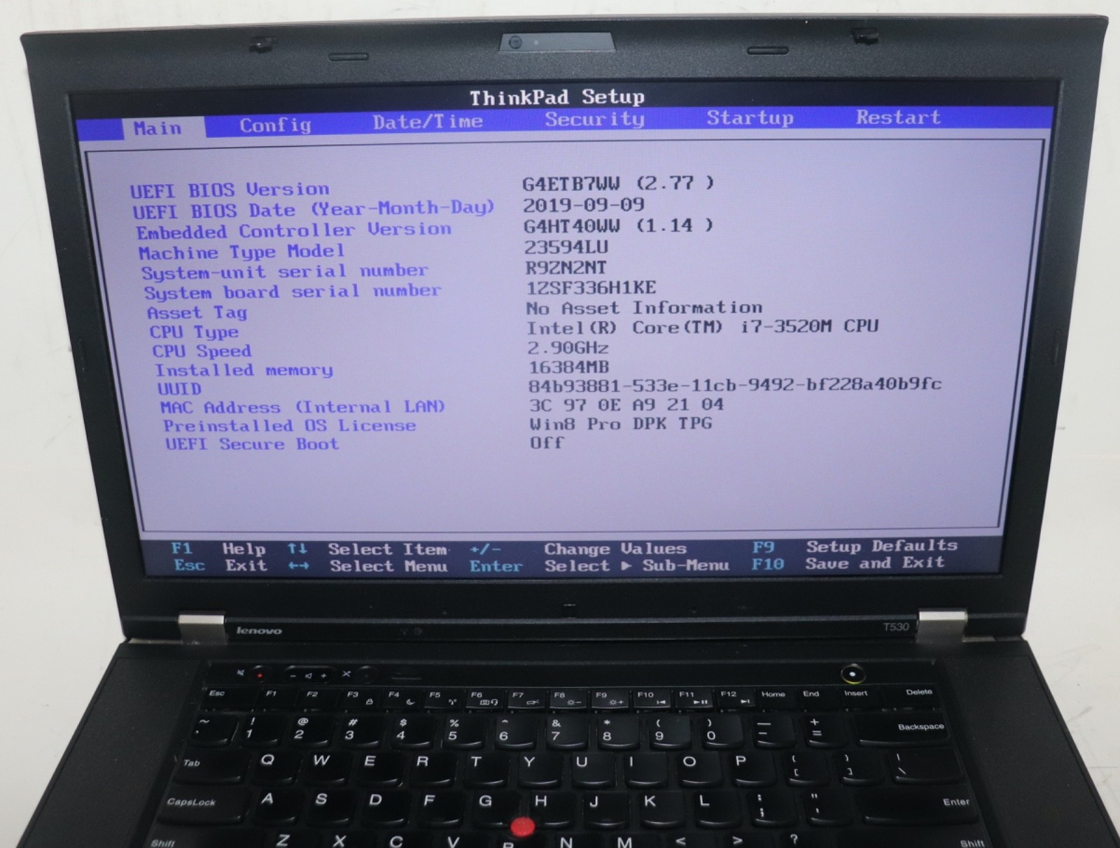 Lenovo ThinkPad T530|Core i7@2.90 GHz|16GB RAM|256GB SSD|WIN 10 PROF|Webcam