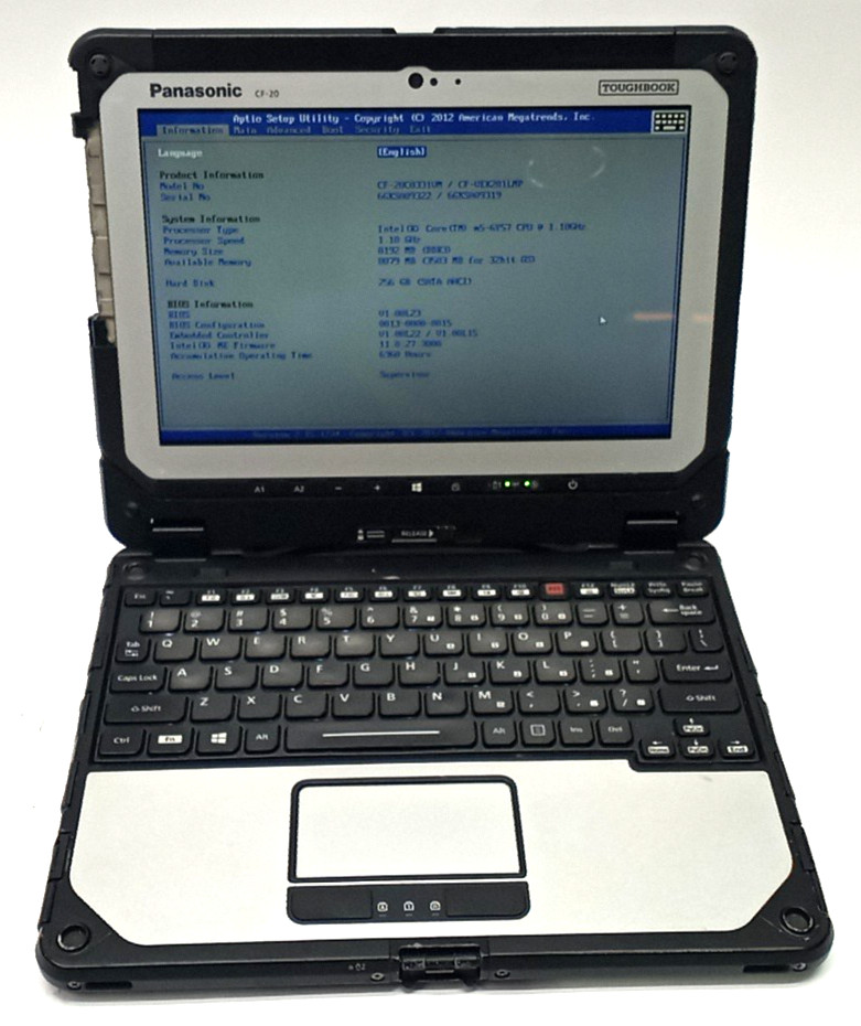 Panasonic ToughBook CF-20 TOUCH m5-6y57@1.10GHz 8GB/256GB M.2 Win11Pro MC208*!