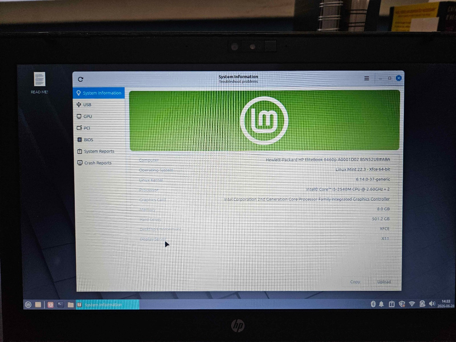 (READ) HP EliteBook 8460p Core i5 8 GB RAM 500 GB HDD Linux Mint