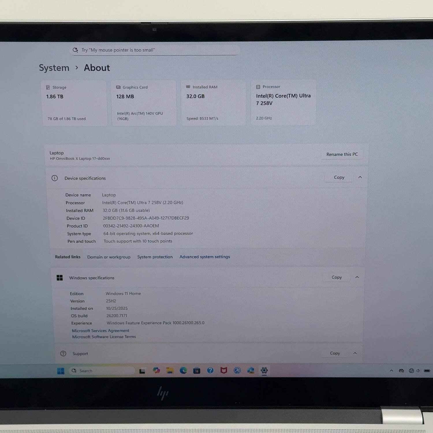 HP OmniBook X 17-DD0033DX 17.3″ Core Ultra 7 258V 2.2GHz 32GB RAM 2TB SSD