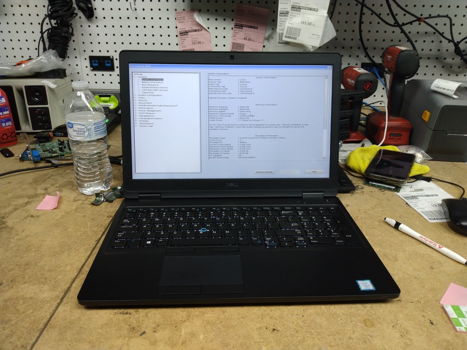 Dell Latitude 5590 15.6″ FHD i5-8350U 8GB RAM No OS/SSD