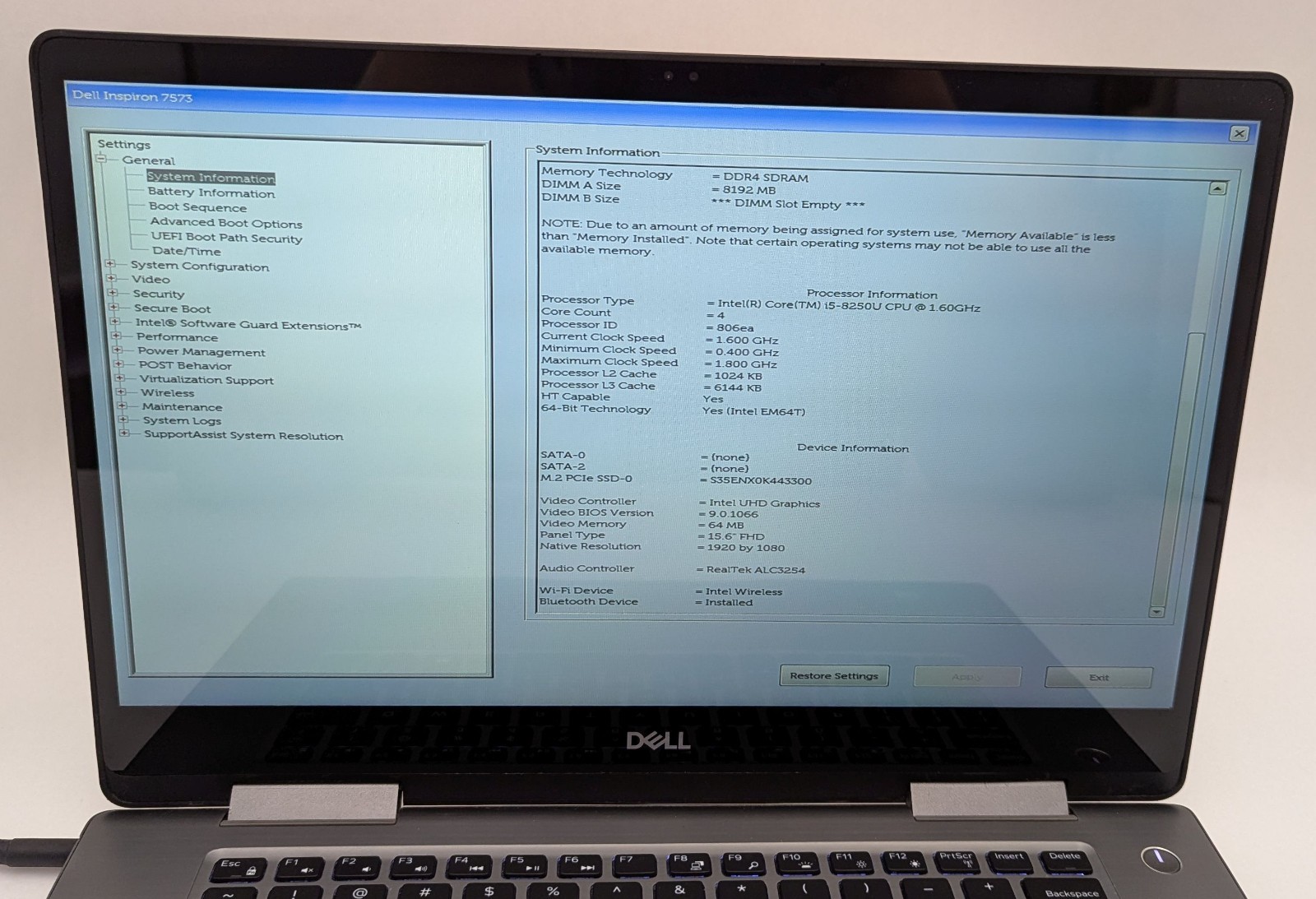 Dell Inspiron 7573 2-in-1 15.6″ Laptop i5-8250U 1.60GHz 8GB RAM POWER ISSUE