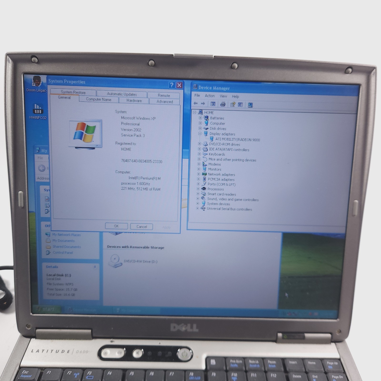 Retro Gaming Laptop Dell D600 Pentium 512mb RAM 20GB HD Windows XP Parallel Port