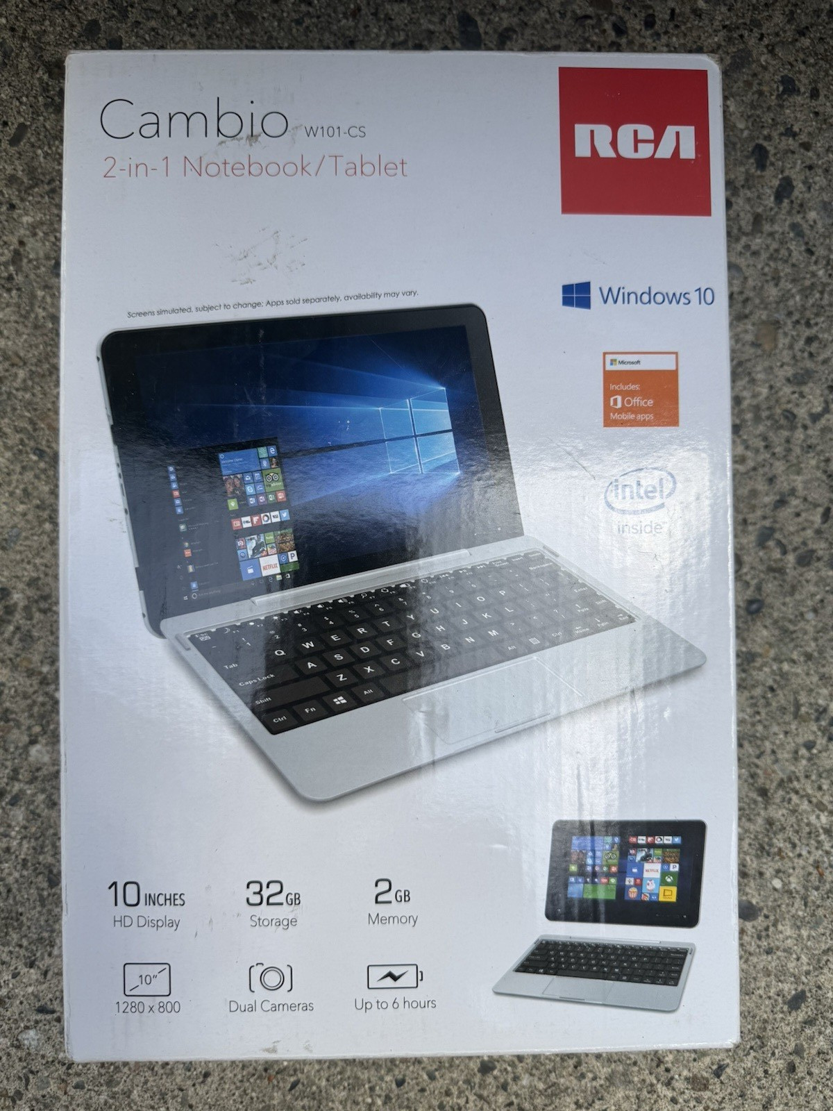 RCA Cambio W101-CS 2-in-1 Notebook/Tablet 10 Inch Display 32GB Storage 2GB Memor