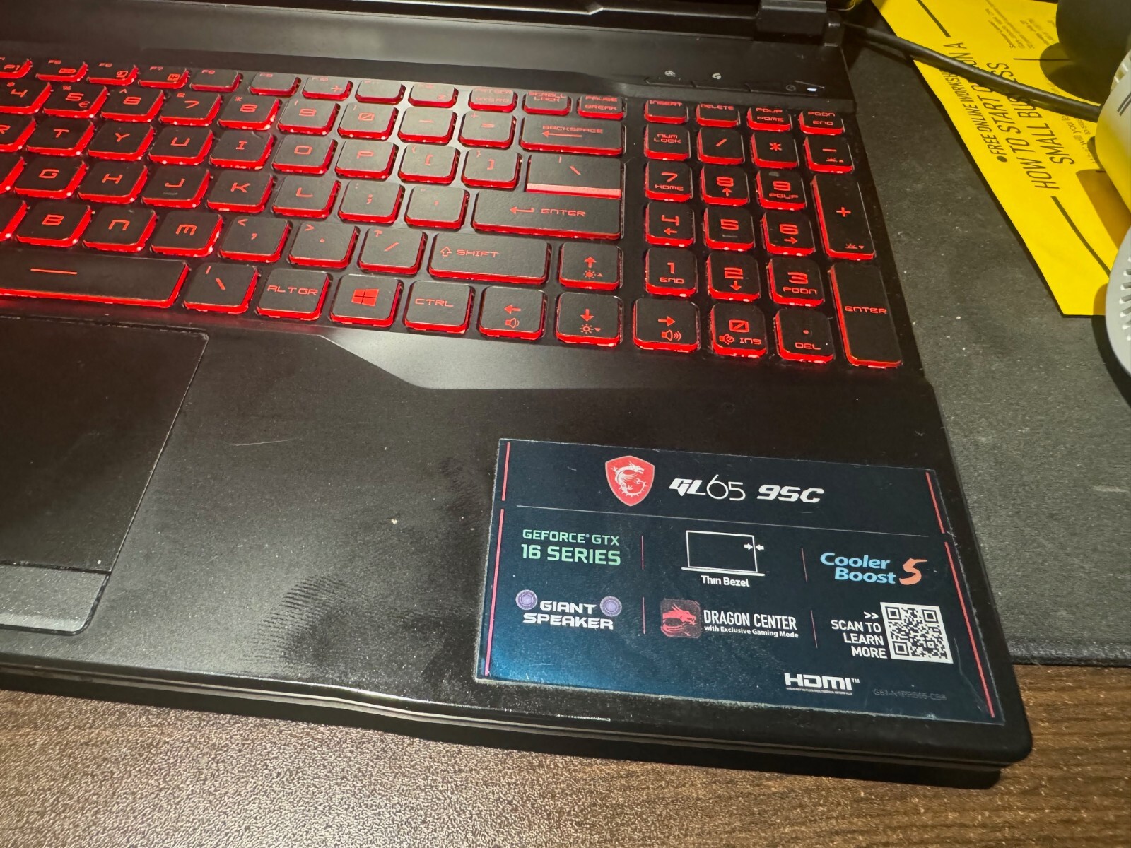 MSI Gaming laptop, i5 -9300H, 2.40GH, GL65 9SC 16GB 64-bit OS Windows 11