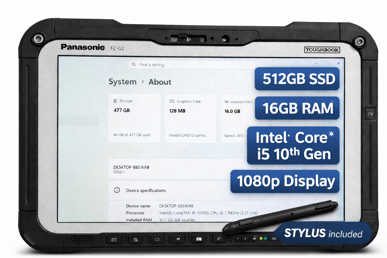 Panasonic FZ-G2 Rugged Extreme Tablet i5-10310U 16GB 512GB LAN Pen Touch Tough