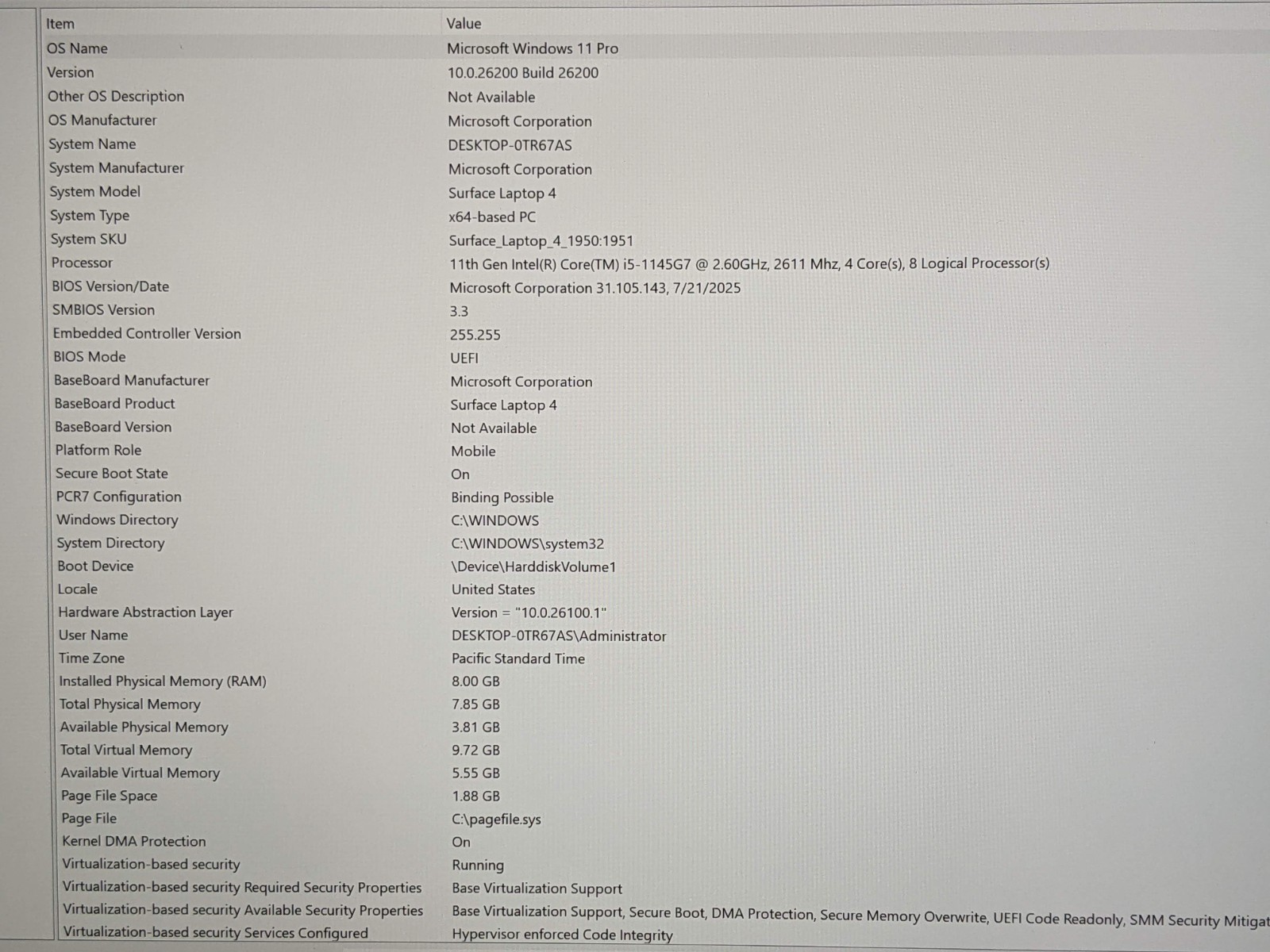 MS Surface Laptop 4 1950:1951 13.5″ 2256×1504 TOUCH i5-11th 2.6GHz 8GB 256GB +PA