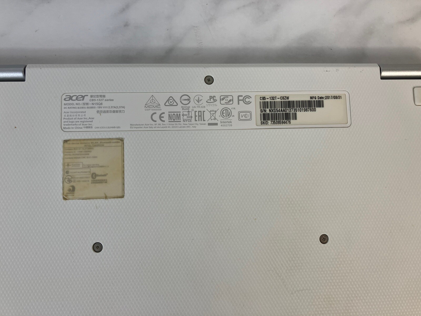 Acer Chromebook R11 CB5-132T White Laptop Model N15Q8, Missing Or Damaged OS
