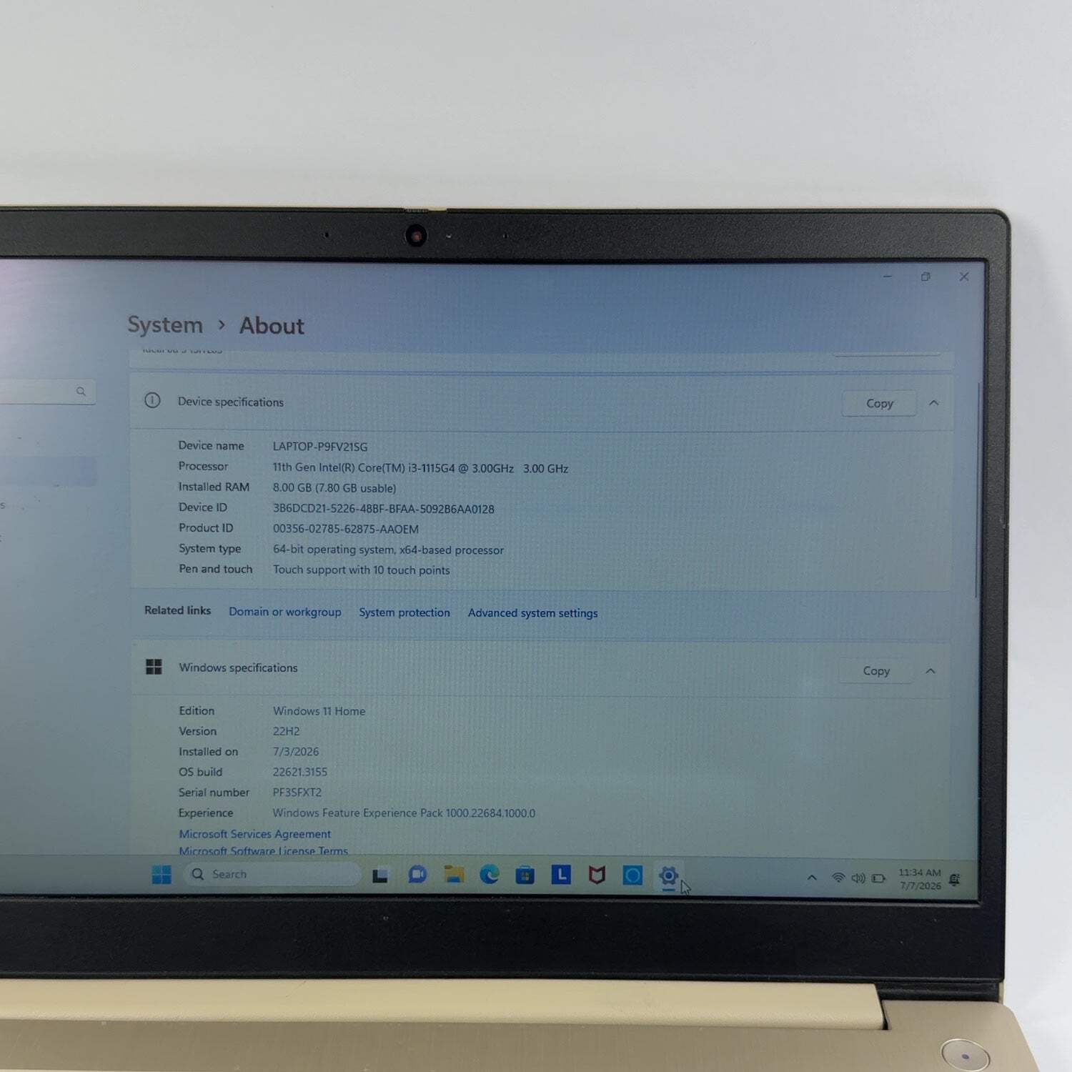 Broken Lenovo IdeaPad 3 15ITL05 15.6″ i3-1115G4 3.0GHz 8GB RAM 256GB SSD Missing