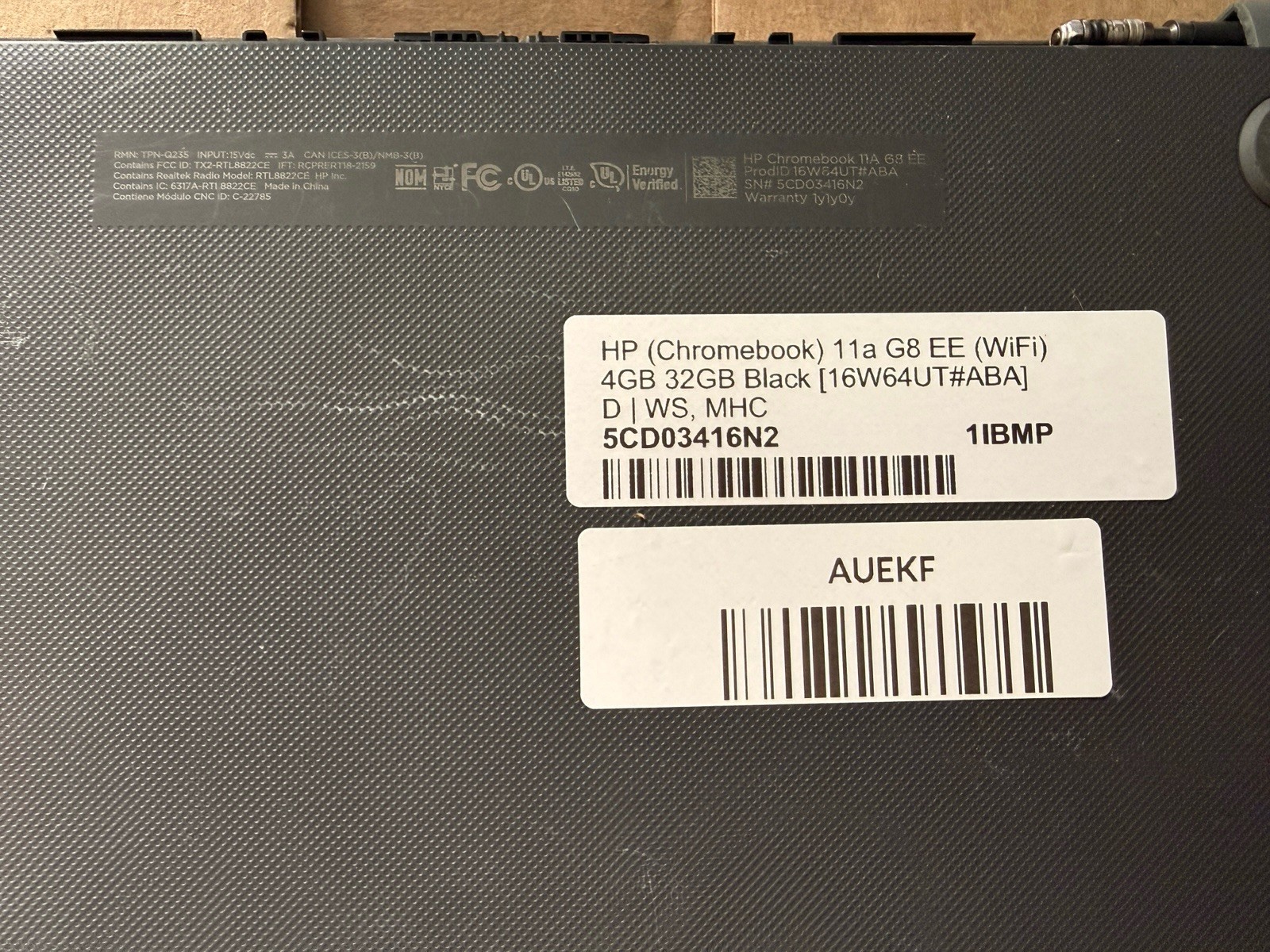 HP Chromebook 11a G8 EE AMD A4-9120C 4GB 32GB eMMC Chrome OS 11.6″ Black