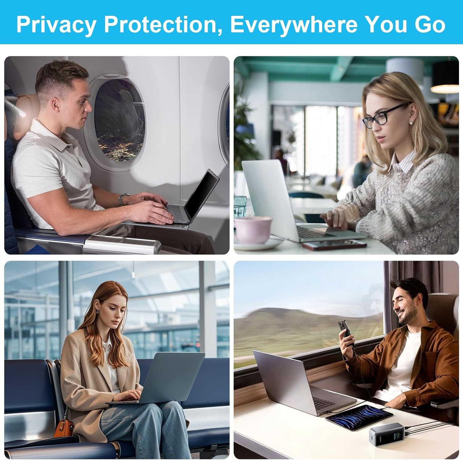 Laptop Privacy Screen 14 Inch 16:9, Magnetic Removable Anti-Glare Blue Light Blo