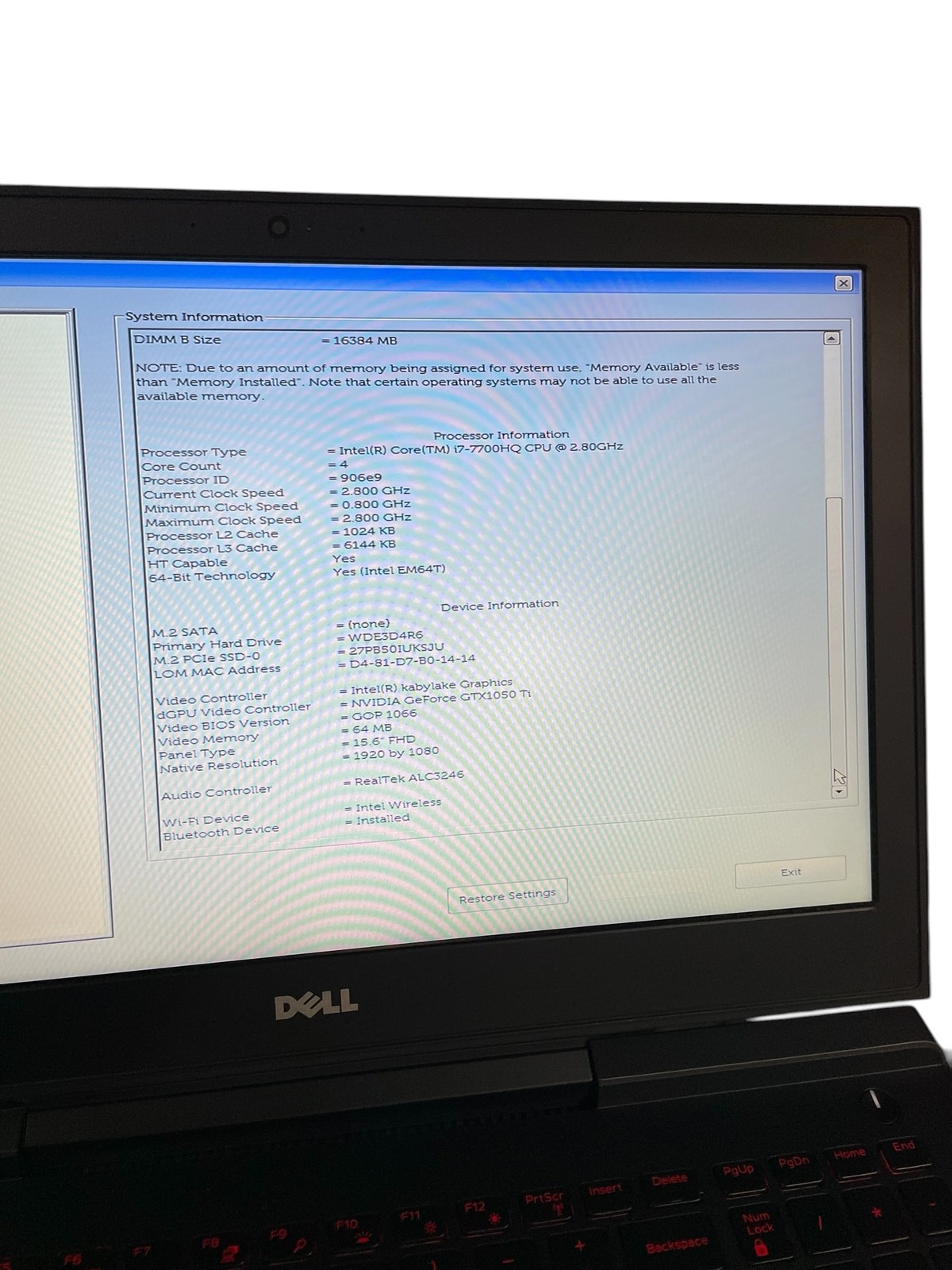 Dell Inspiron 15 7000 15″ – I7-7700HQ – 32GB – 1.5TB – Grade D