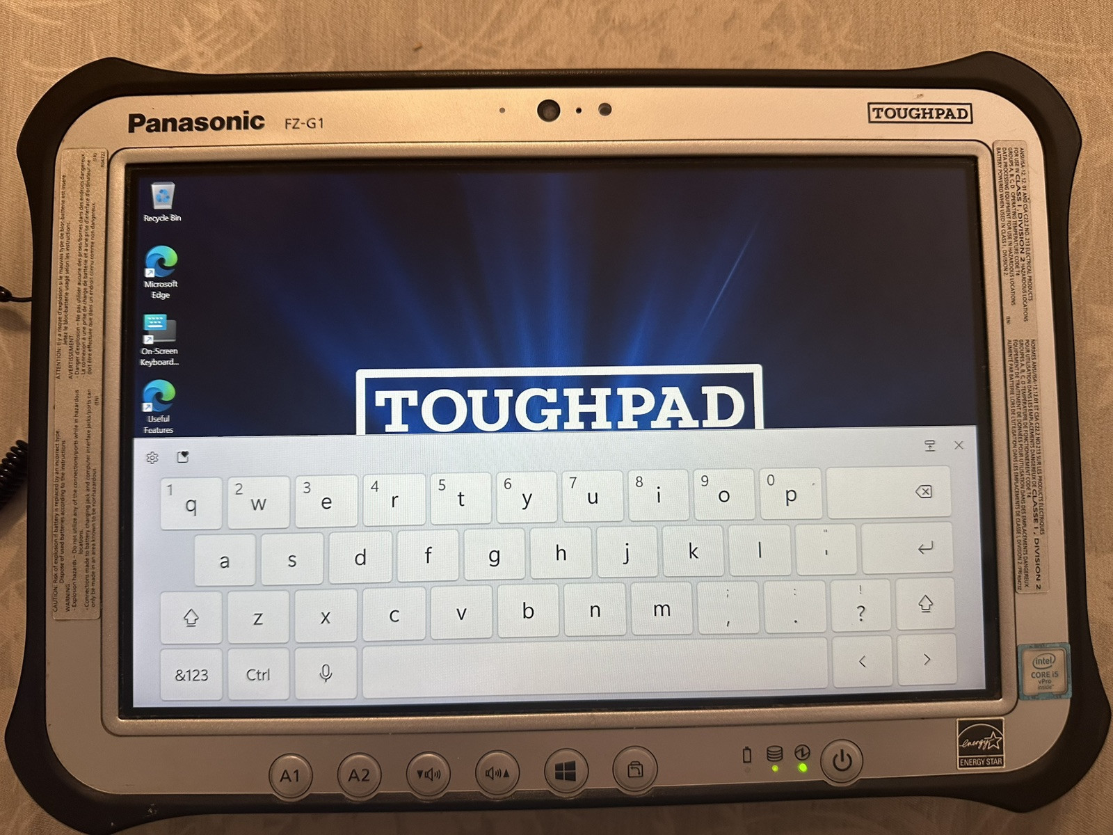 Panasonic Toughpad FZ-G1 i5-6300U 2.4GHz 8GB Barcode 256GB SSD 11 Pro LTE ANSI