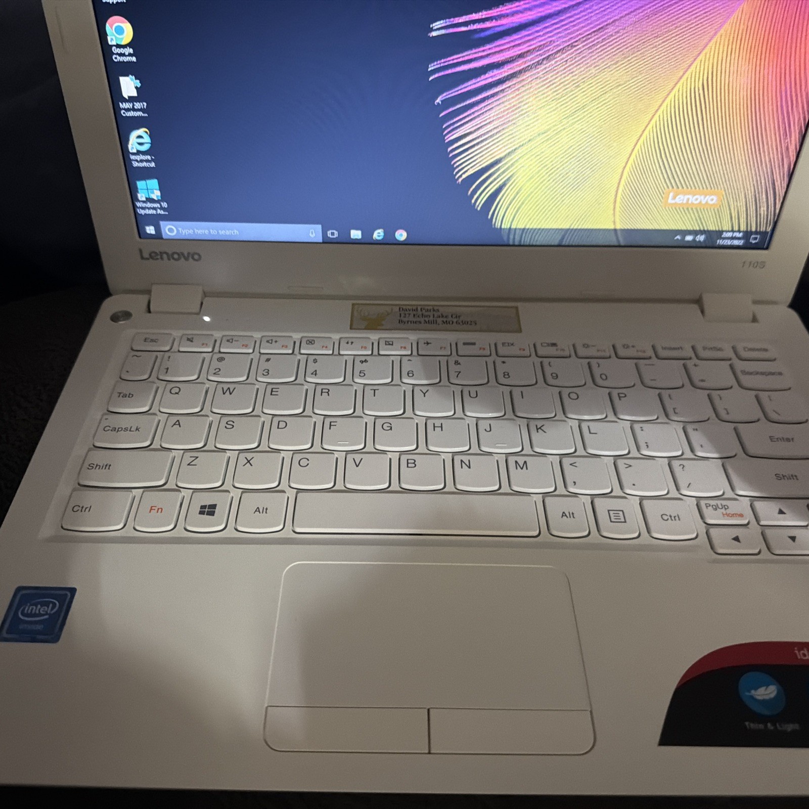Lenovo IdeaPad 110S 11.6″ White Laptop Celeron Tested Works Great Sold As Is
