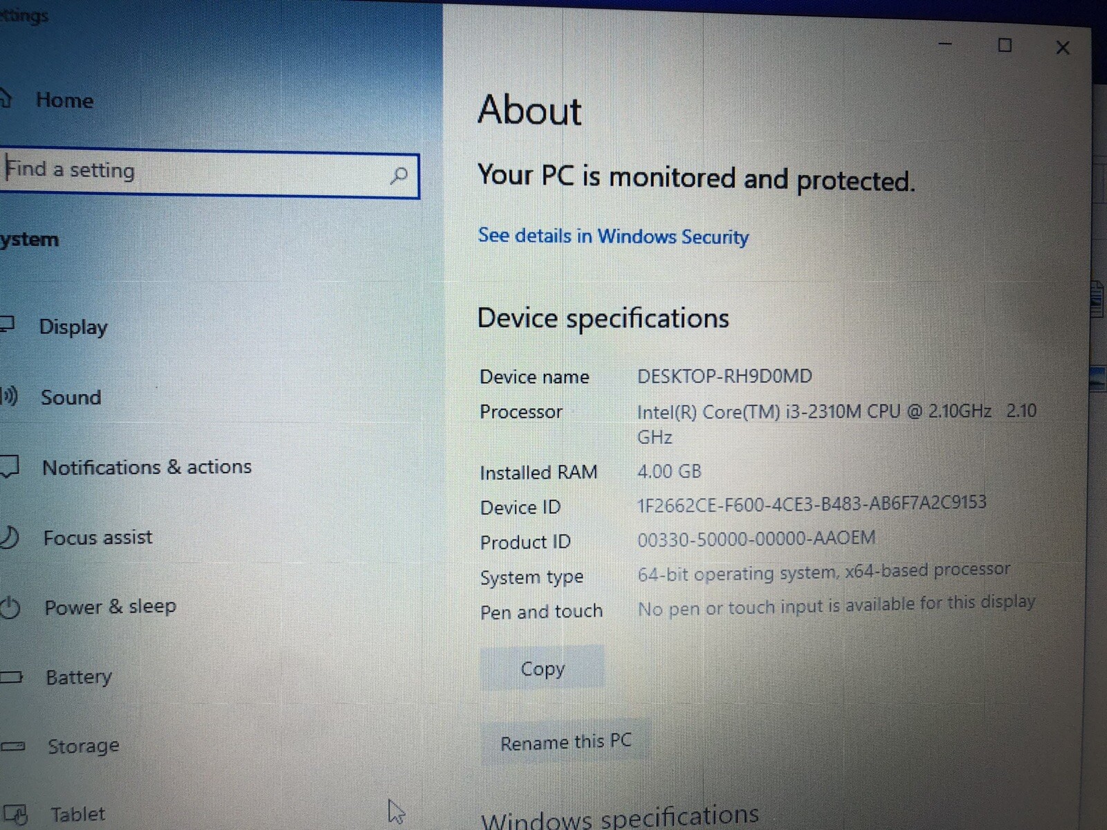 HP ProBook 4530s 15.6 Laptop Core i3-2310M 2.10 GHz 4GB 320GB HD WiFi Windows 10