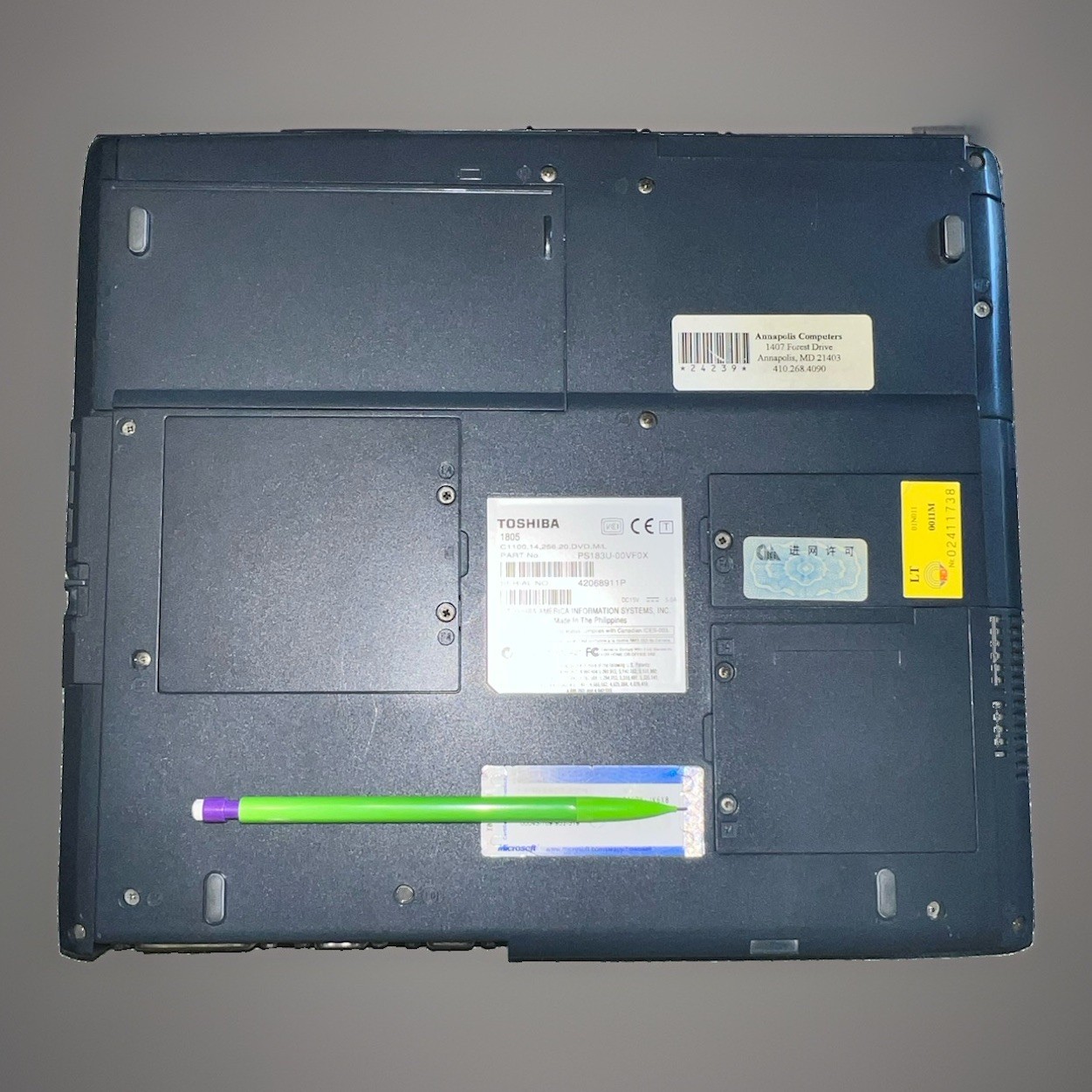 Toshiba Satellite 1805 Windows XP Laptop Tested DVD AC Adapter 496MB RAM