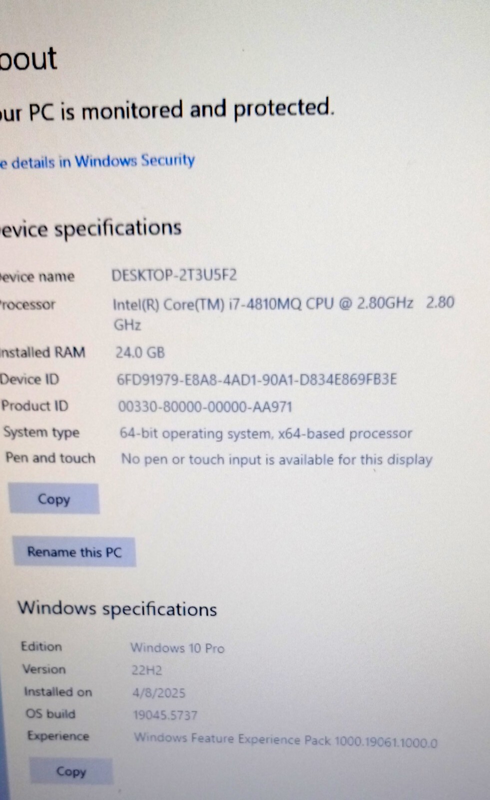 Dell Precision M6800 laptop I7-4810mq 2.8-3.8Ghz 24GB 500GB NVIDIA “P5000” AX200
