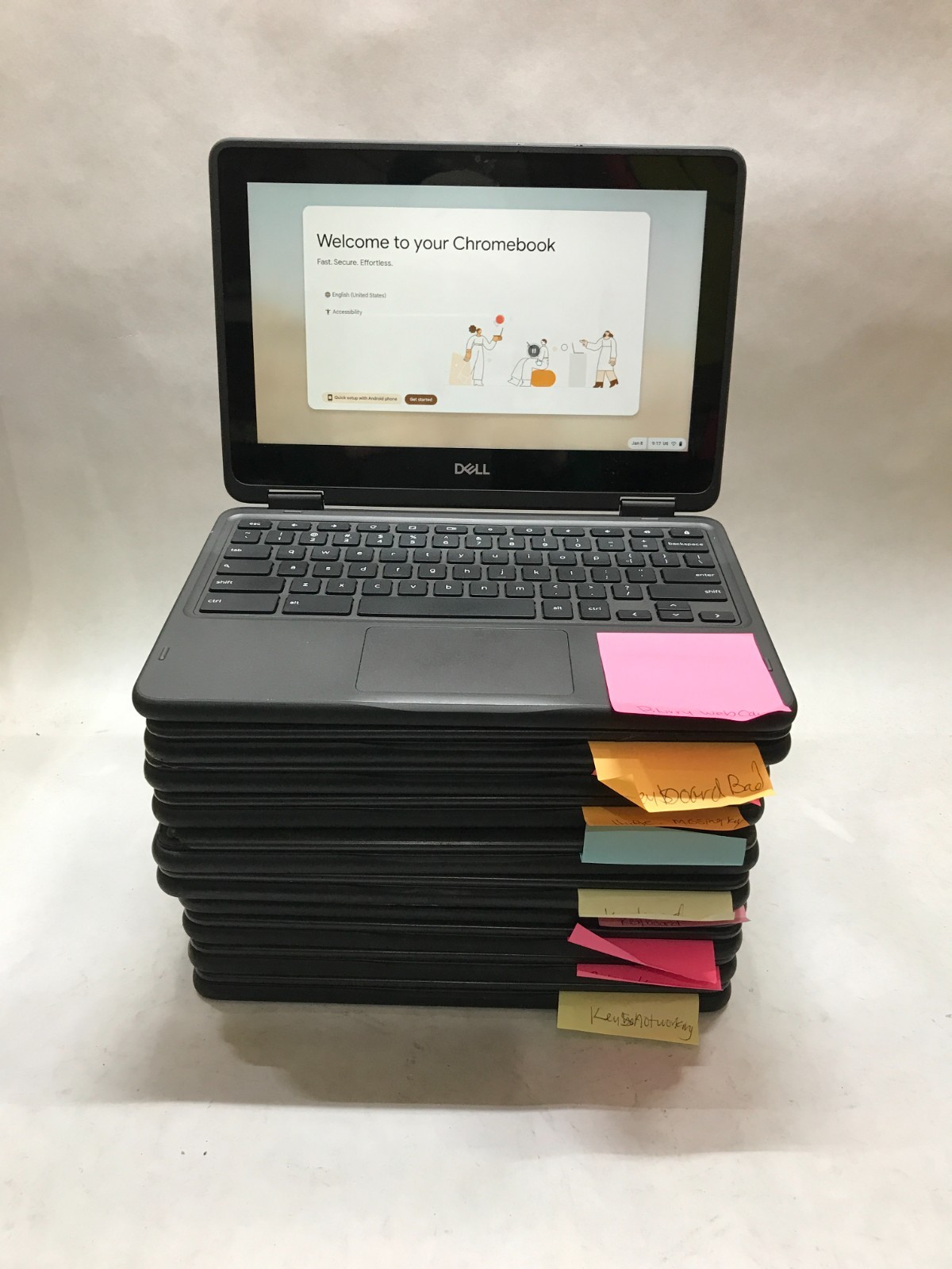 Lot of 10 Dell ChromeBook 3100 2in1 11″ Celeron 4GB RAM 32GB For Parts READ – DW