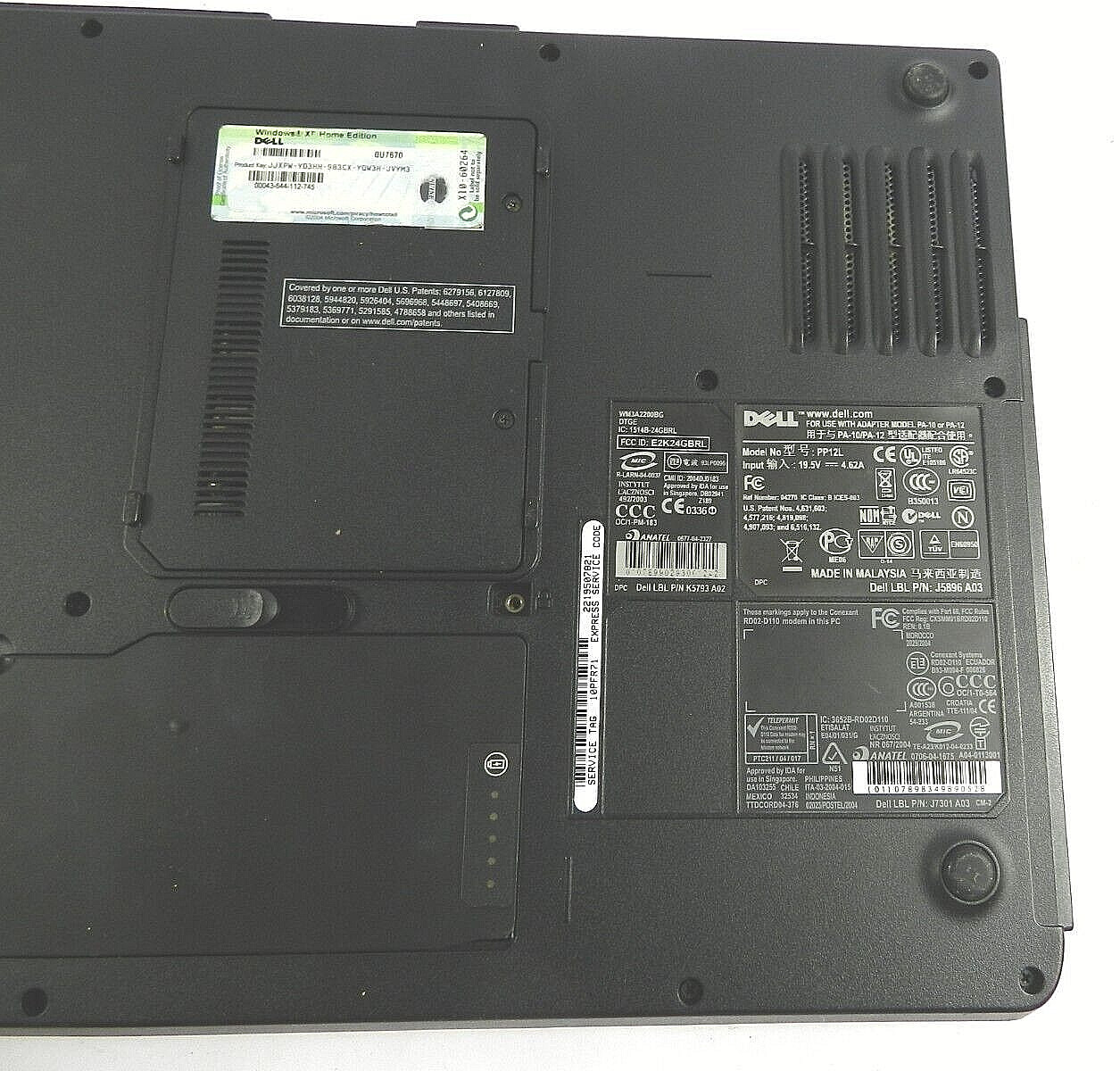 DELL PP12L Inspiron 6000 Laptop 1.60 GHz 512 MB RAM NO Hard Drive Silver B152