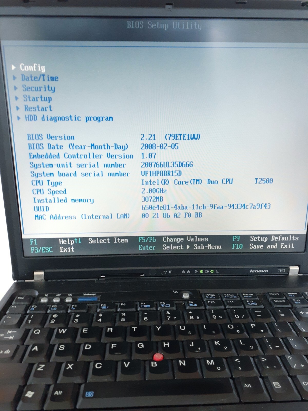 IBM ThinkPad T60 Laptop Type 2007