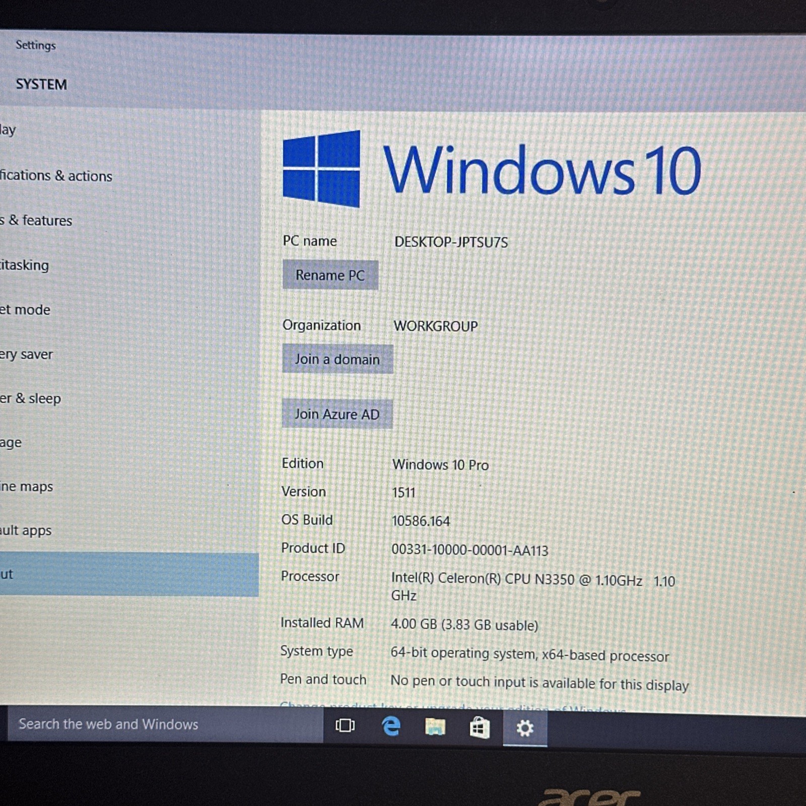 Acer Aspire ES1-533 15.6 Laptop Celeron N3350 4GB 500GB HD Windows 10