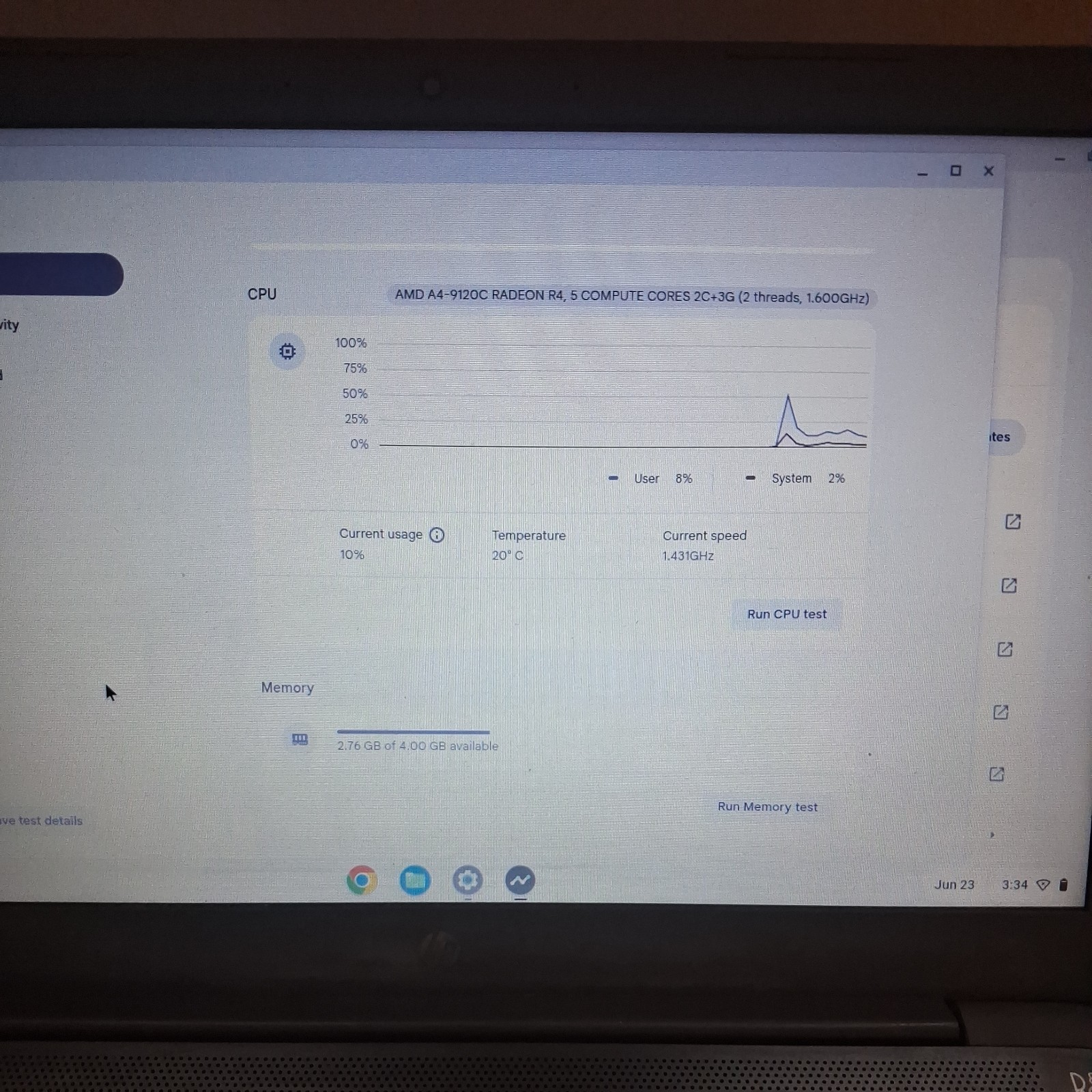 HP Chromebook 14-db0020nr, AMD A4-9120C, Radeon R4, 4GB RAM, 32GB EMMC, Used