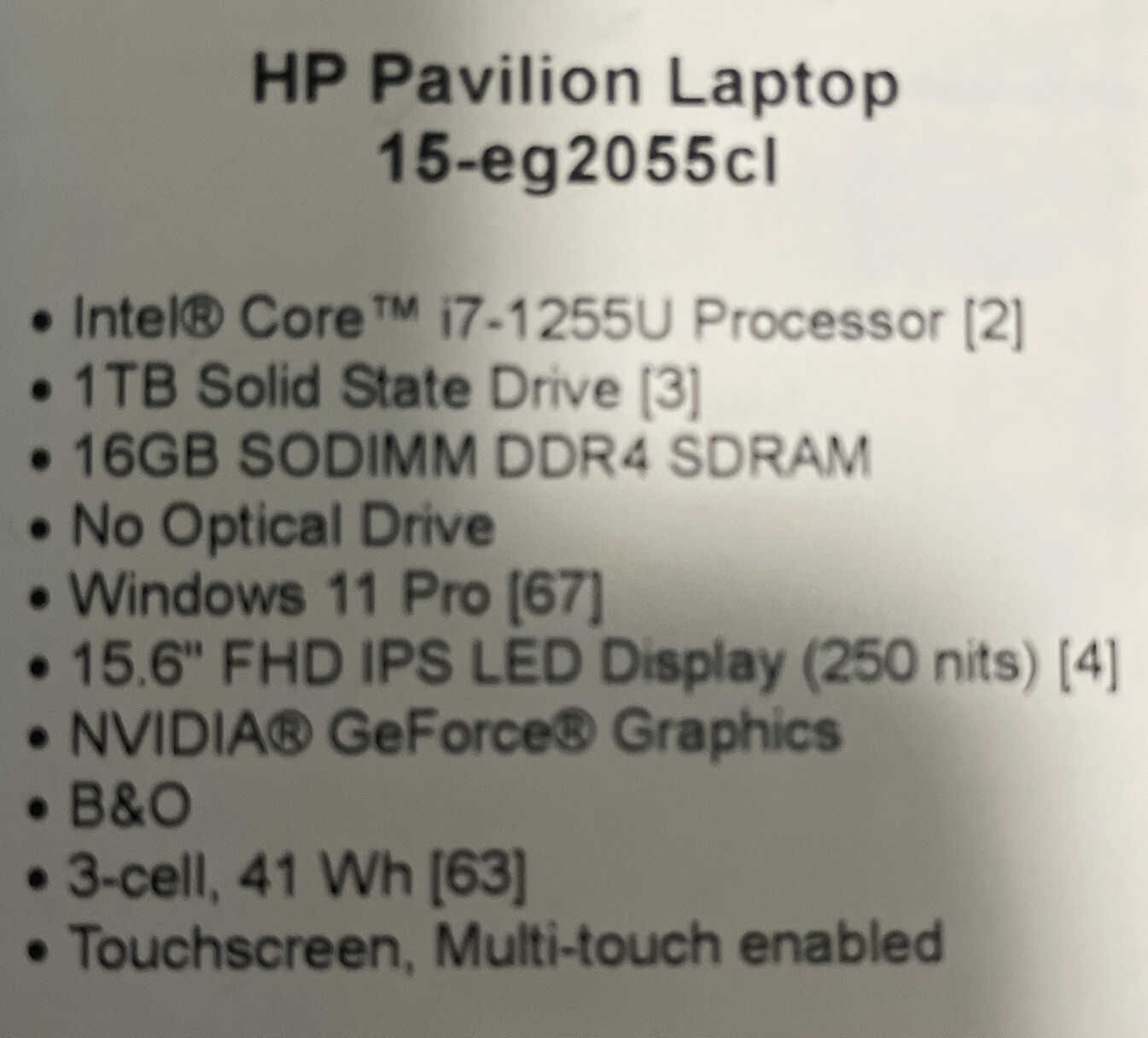 NEW HP 15.6″ Touchscreen i7-1255U 16GB 1TB SSD GeForce MX550 W11 Pro 15-eg2055cl