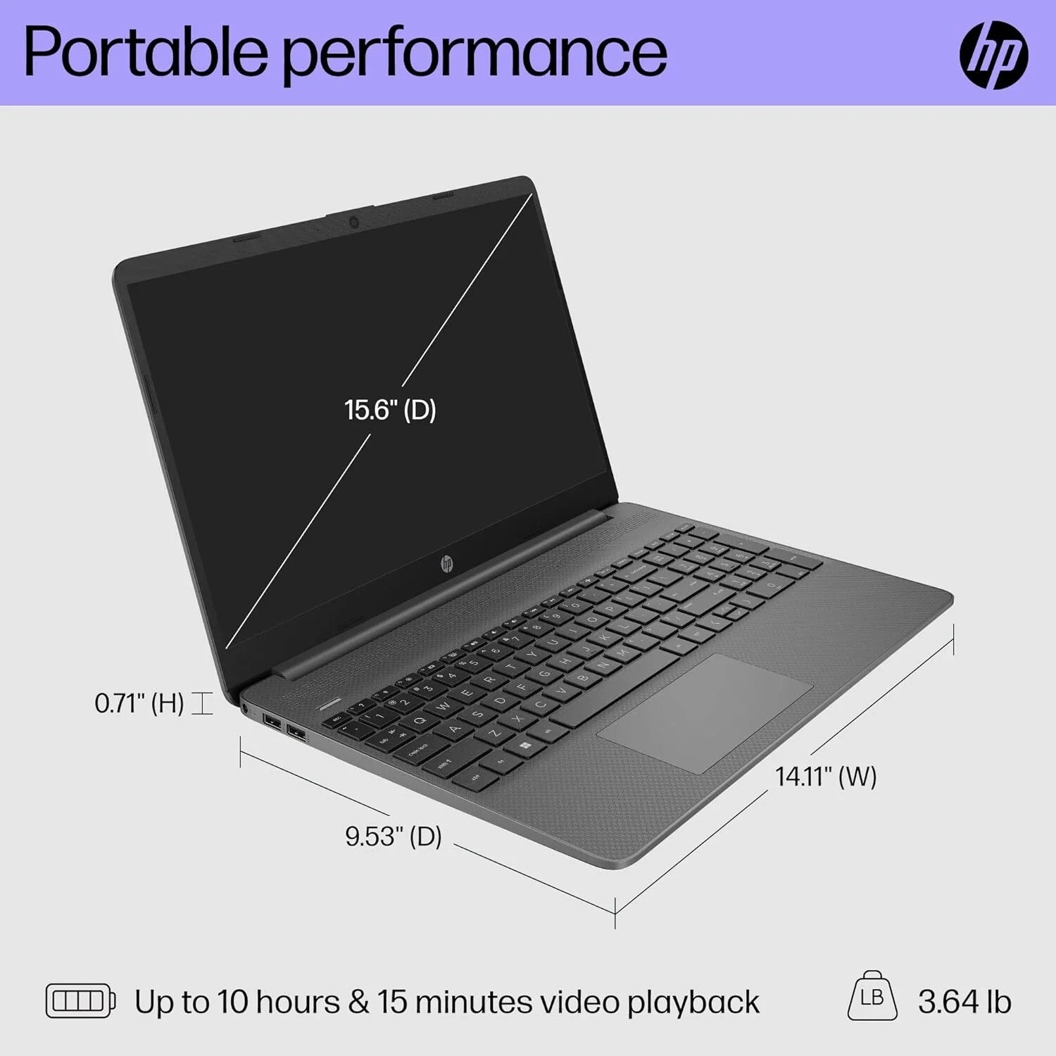 HP 15 inch Laptop Full HD Intel i3-1215U 8GB 128GB Windows 11 Home in S Mode
