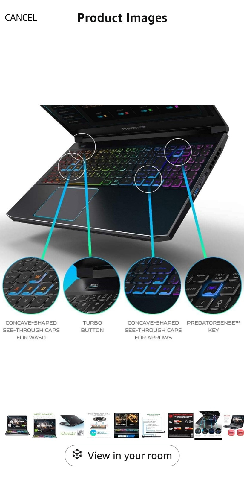 Acer Predator Helios 300 15.6 inch (512GB SSD, Intel Core i7 10th Gen., 2.60GHz,