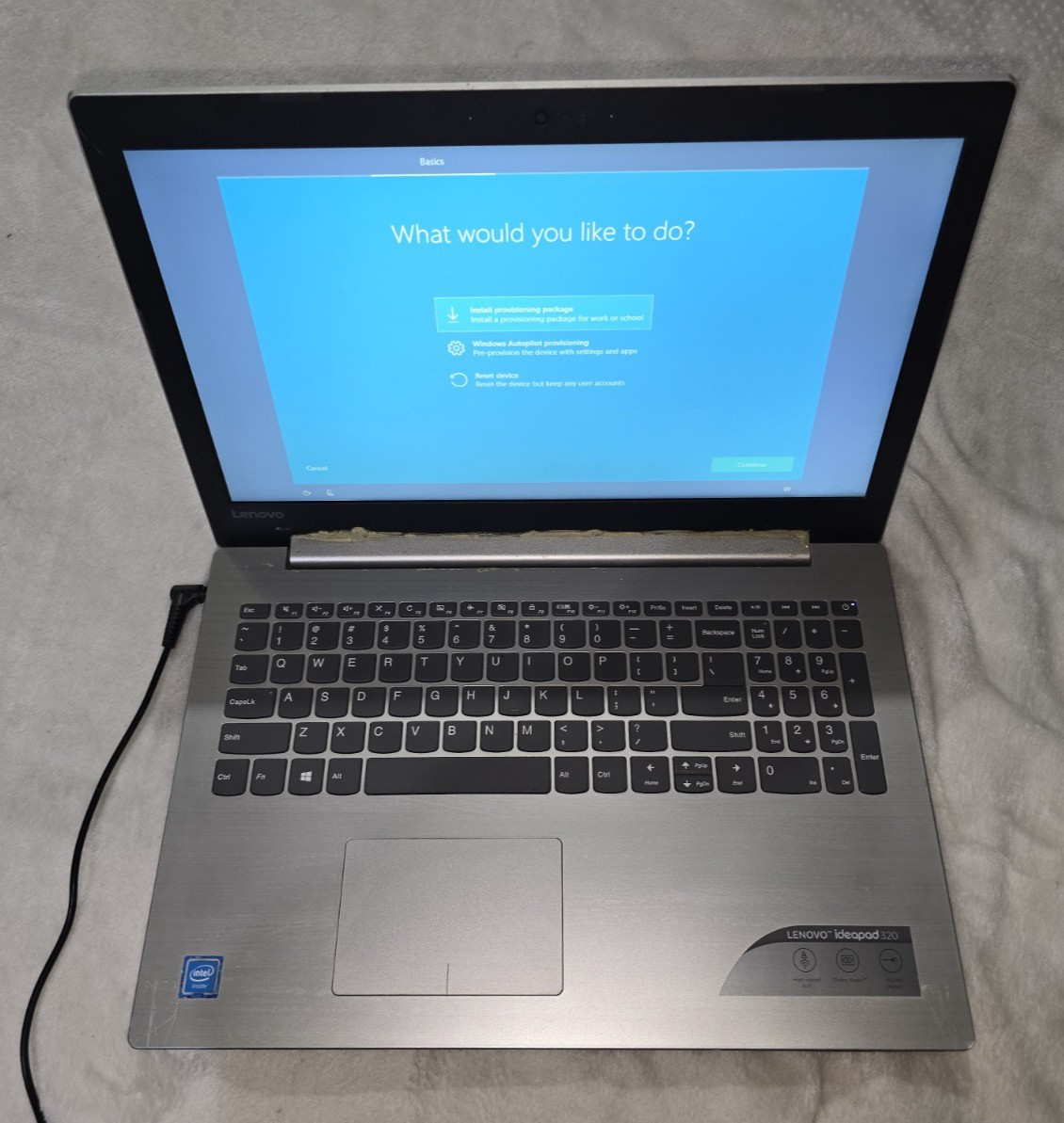 Lenova Idea Pad 320-15 /IAP Laptop Computer SILVER w/ Power Adapter Works READ