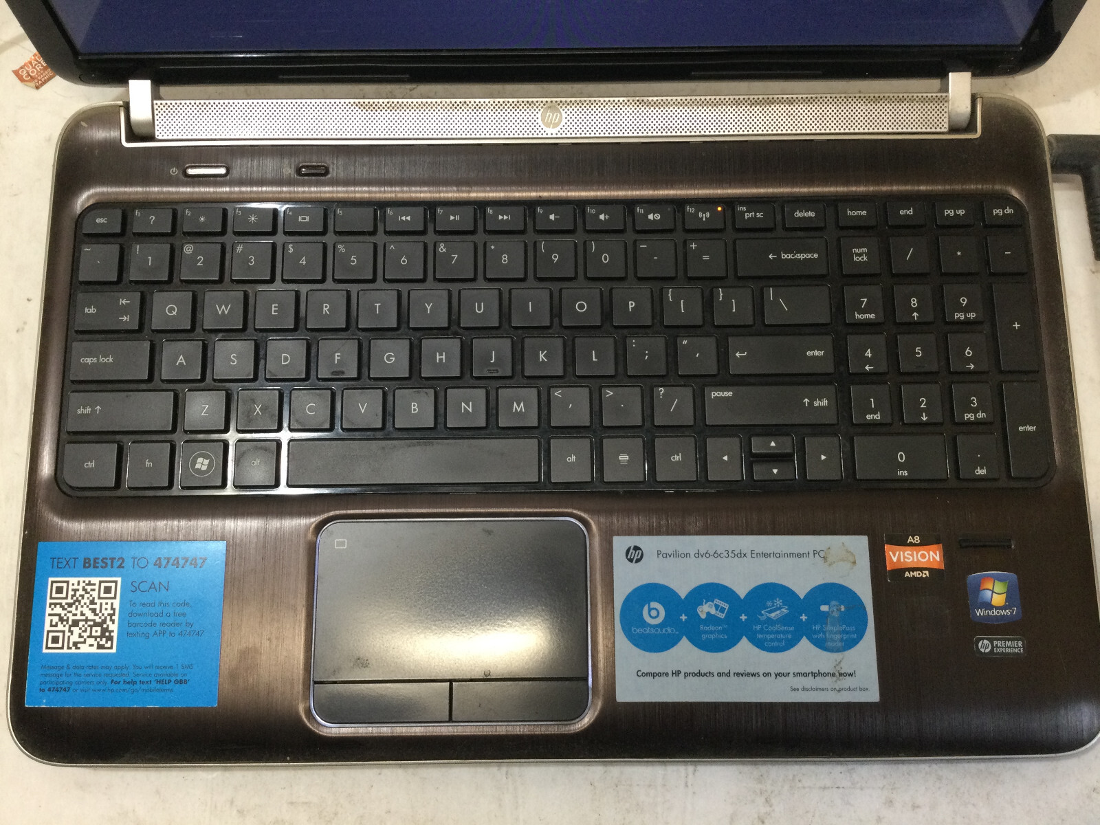 HP PAVILION DV6 – BOOTS TO BIOS – AMD A8 – 6GB RAM – READ DESCRIPTION – BB