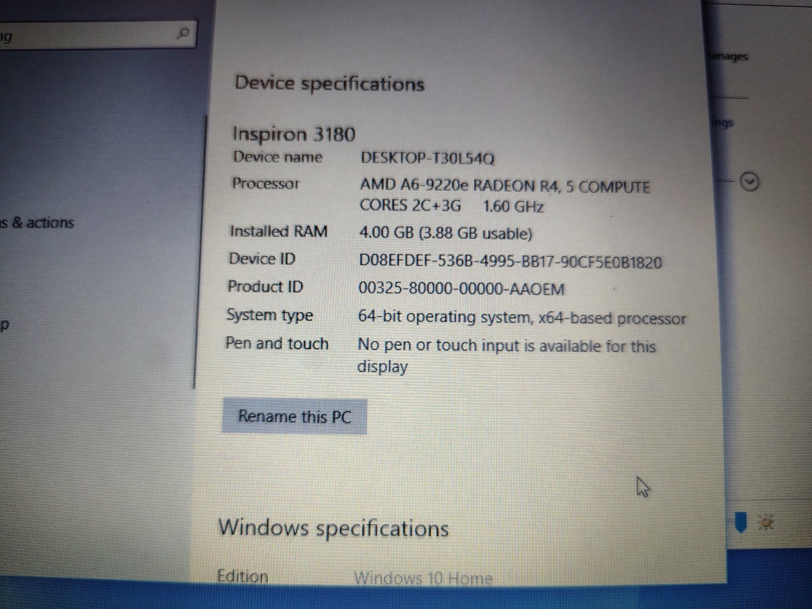 dell inspiron p24t 4gb 32gb Windows 10