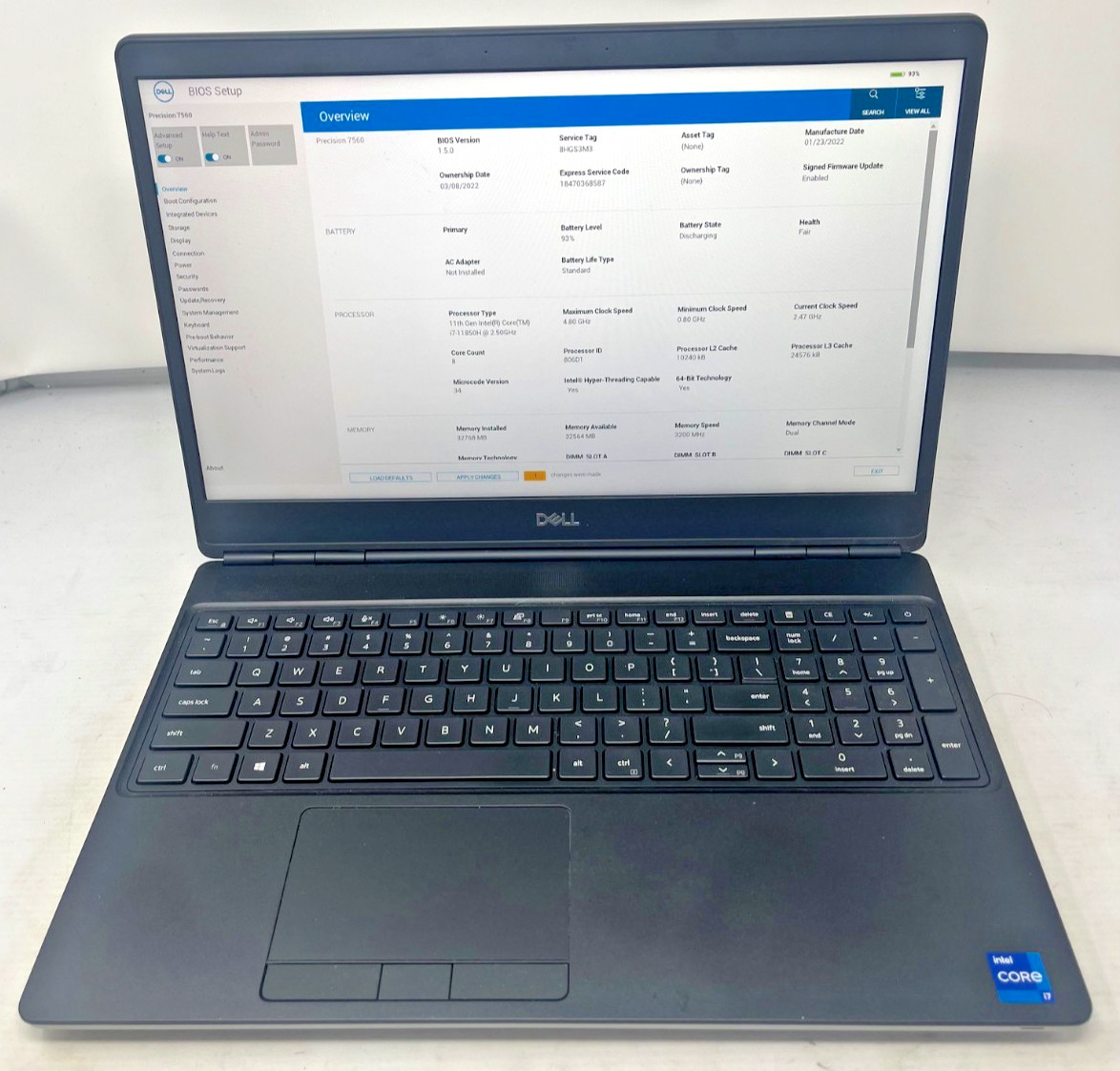 Dell Precision 7560 15.6″ FHD intel i7-11850H @2.50 GHz 32GB laptop #3