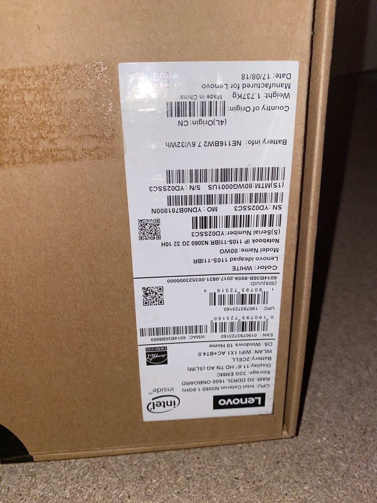 NEW Lenovo IdeaPad 110s – 11IBR 11.6″ Laptop ‎110S-11IBR – White*