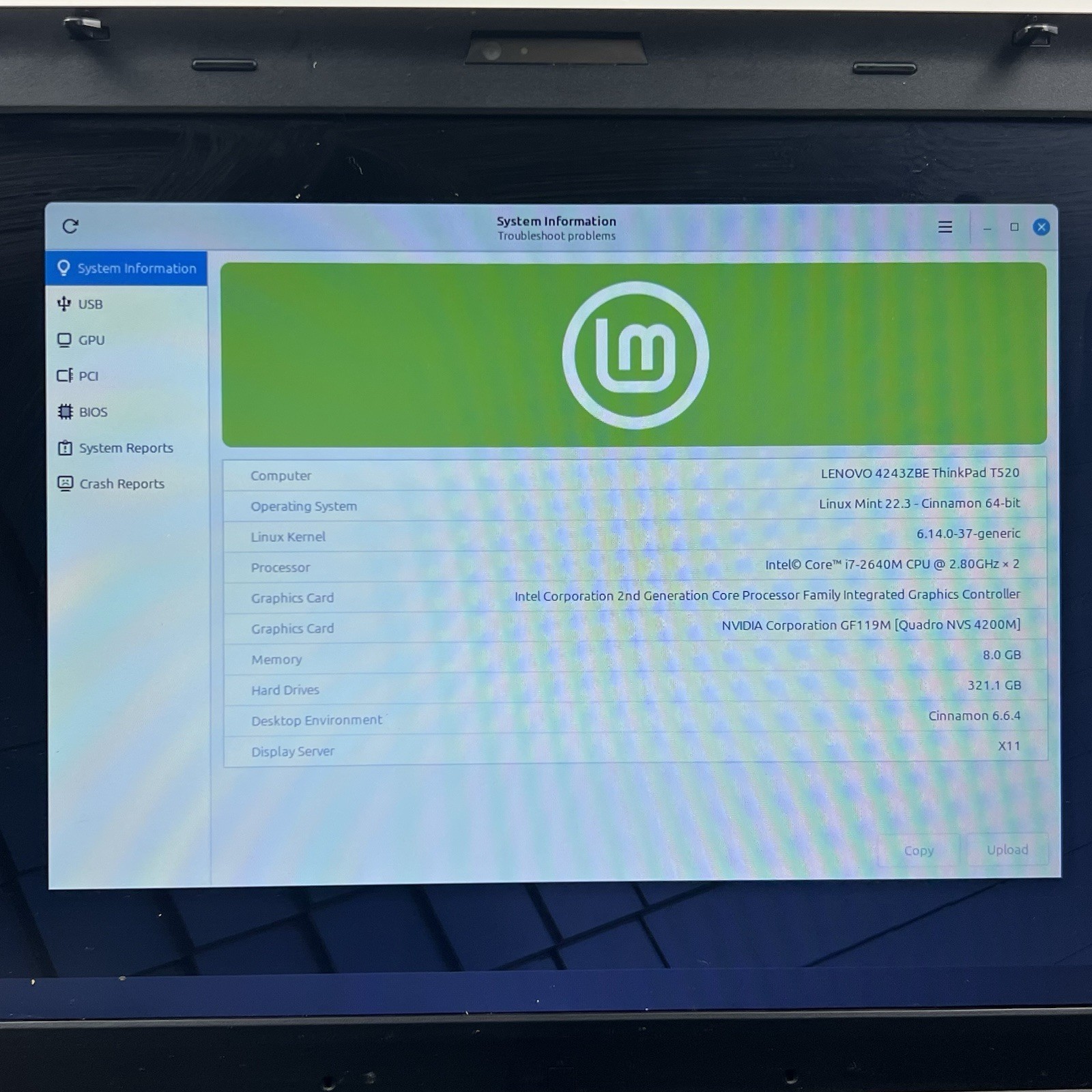 Lenovo ThinkPad T520 Intel i7-2640M 8GB 320GB HDD Linux Mint OS w/ Charger|ELP85