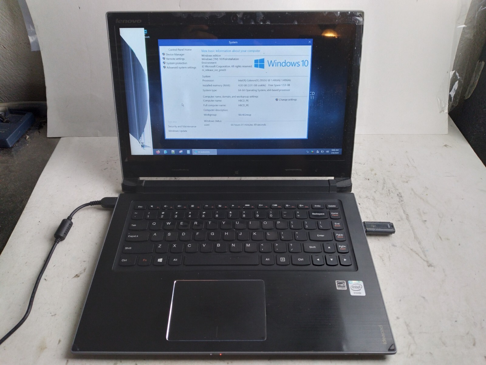 Lenovo IdeaPad FLEX 14 (80C4) w/Celeron 2955U, 4GB RAM, Cracked Screen Laptop