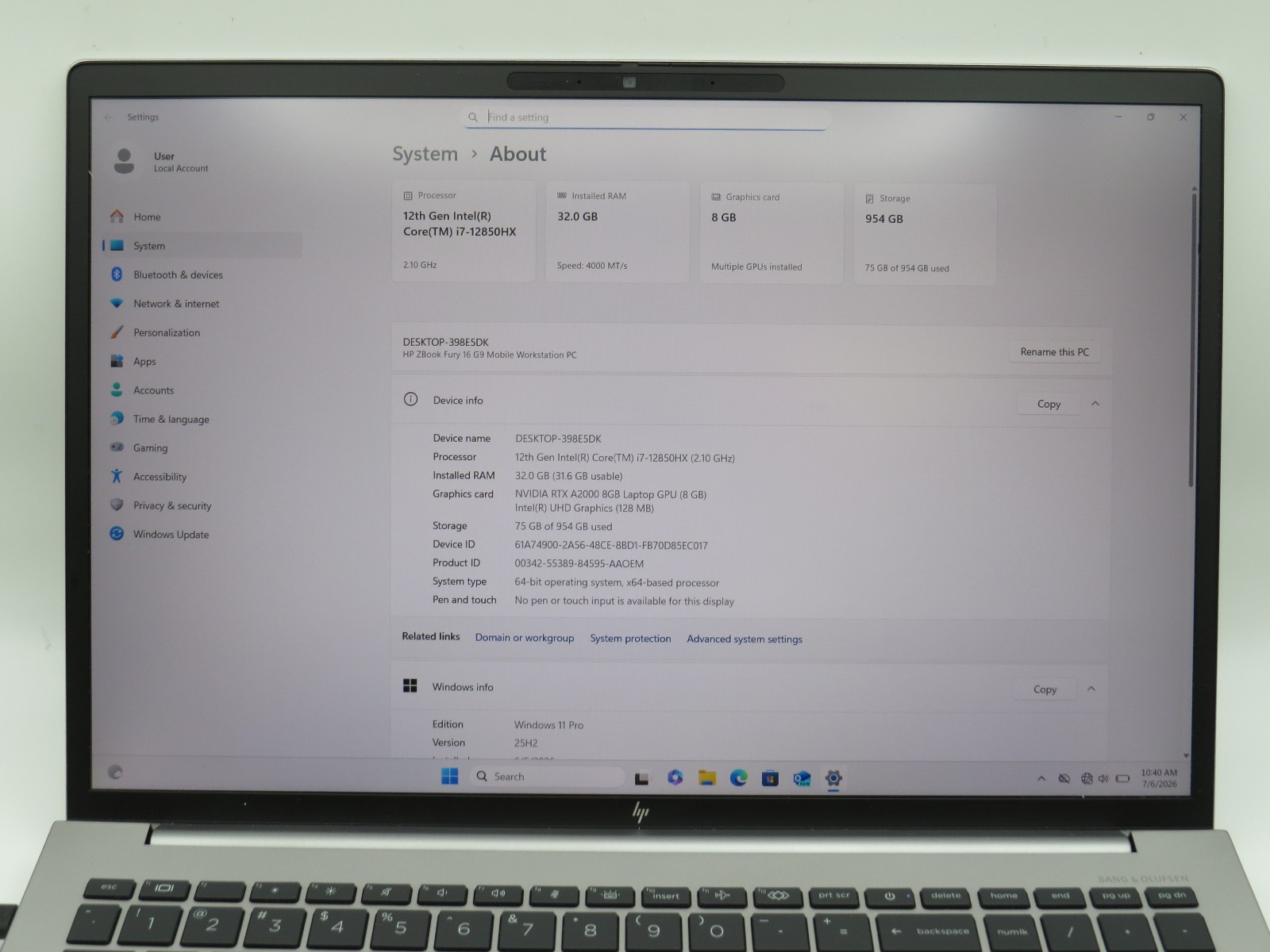 HP ZBook Fury 16 G9 i7-12850HX @ 2.1GHz 32GB DDR5 1TB m2 RTX A2000 Win 11 Pro