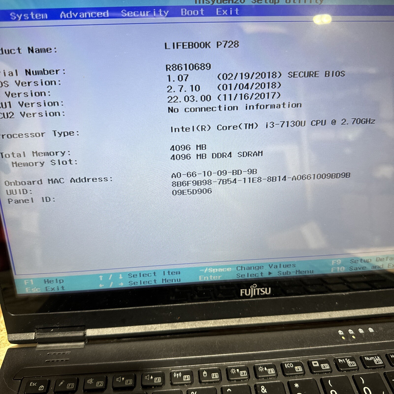 FUJITSU LIFEBOOK P728 12.5″ TOUCHSCREEN | I3-7130U 1.60 GHZ | 4 GB Win 11 H101
