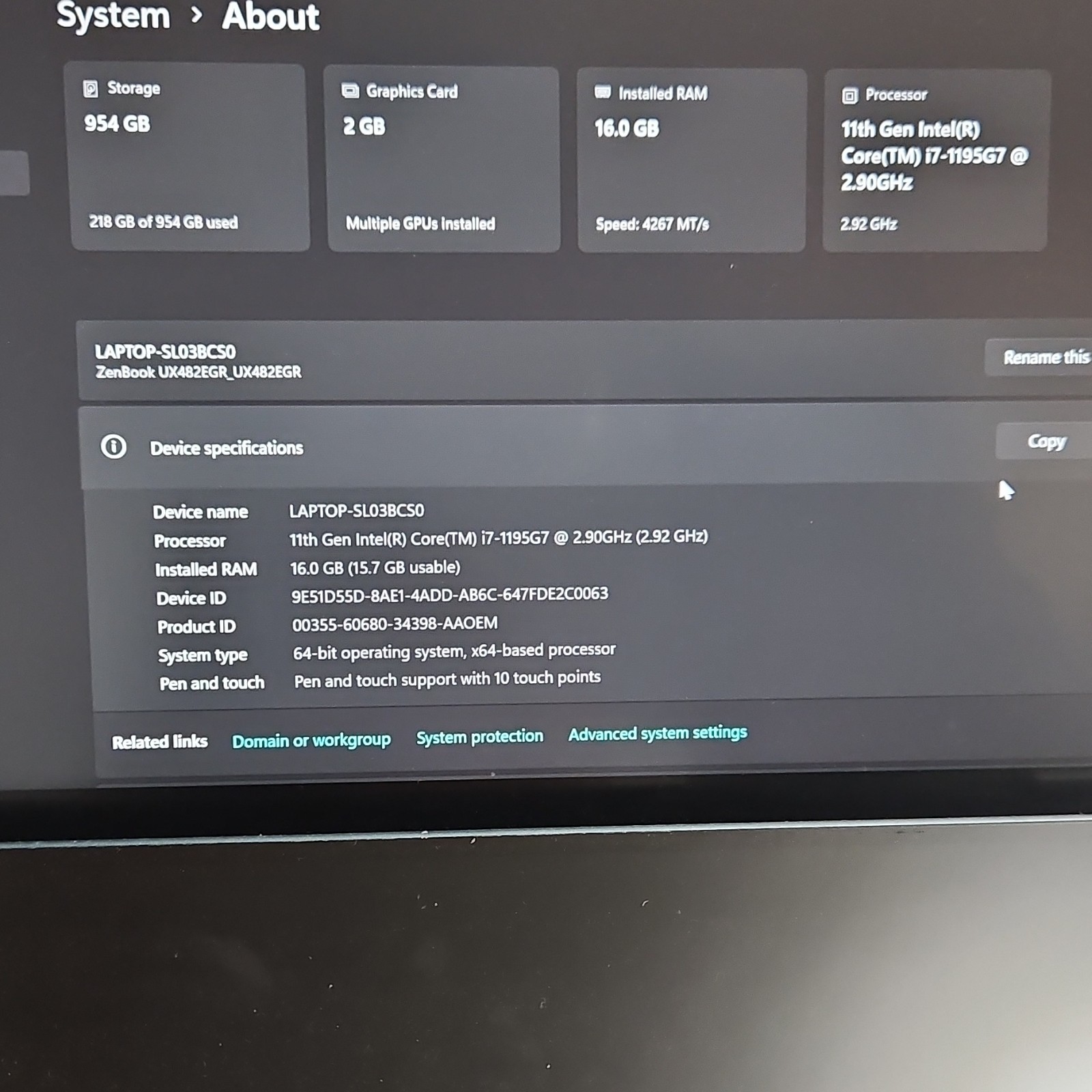 ASUS ZenBook UX482EGR Notebook Intel Core i7 NVIDIA USB-C HDMI 2022 Blue