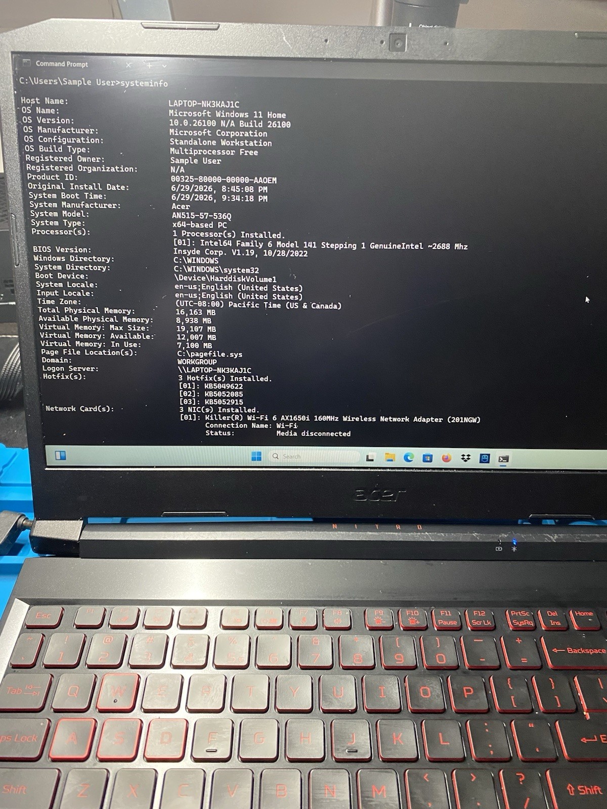 ACER NITRO 5 N20C1 16GB RAM i5-11400h 11th GEN GEFORCE GTX 1650