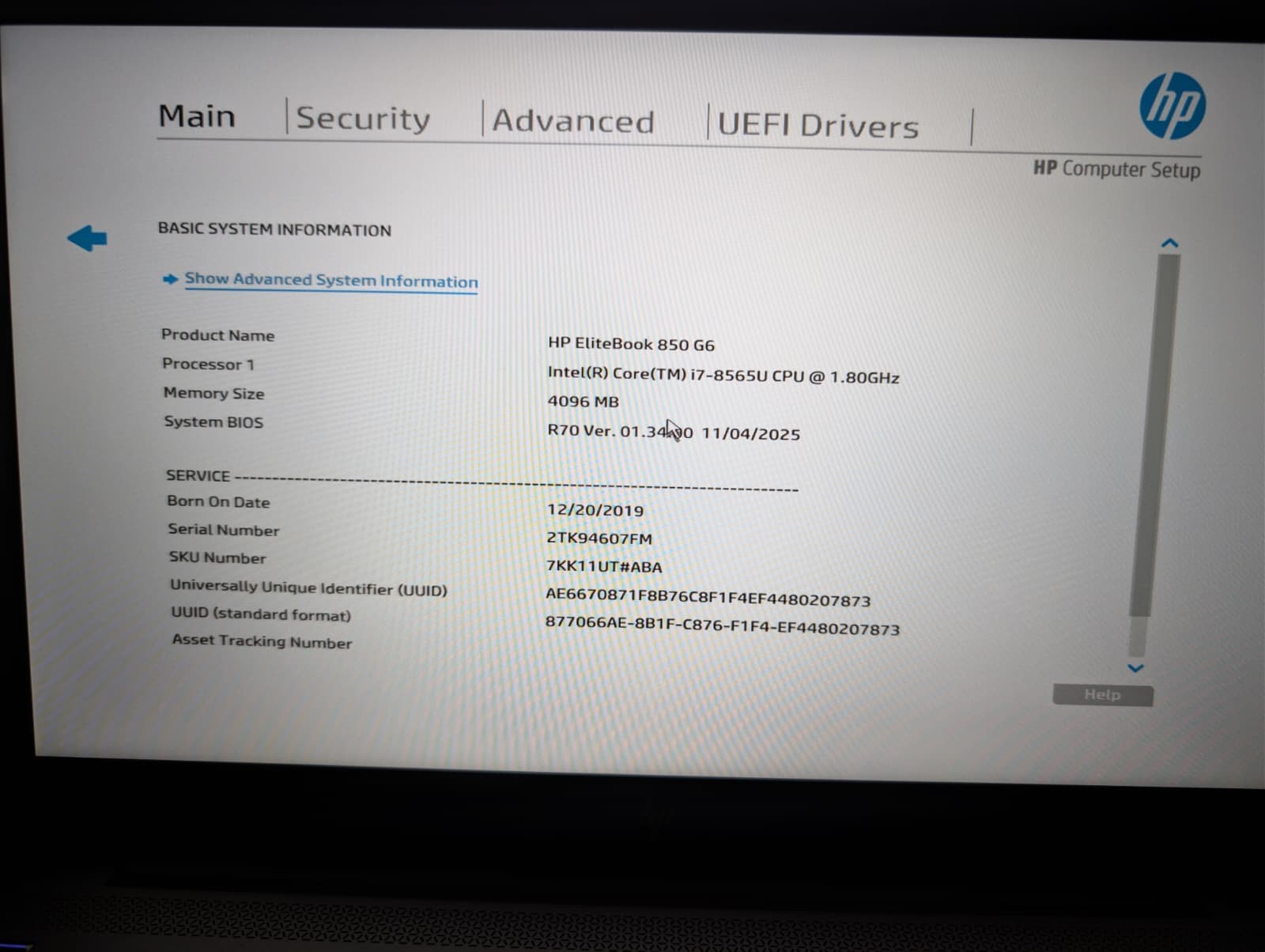 Read! HP EliteBook 850 G6 | i7 8th Gen 4GB RAM | Backlit | AS-IS