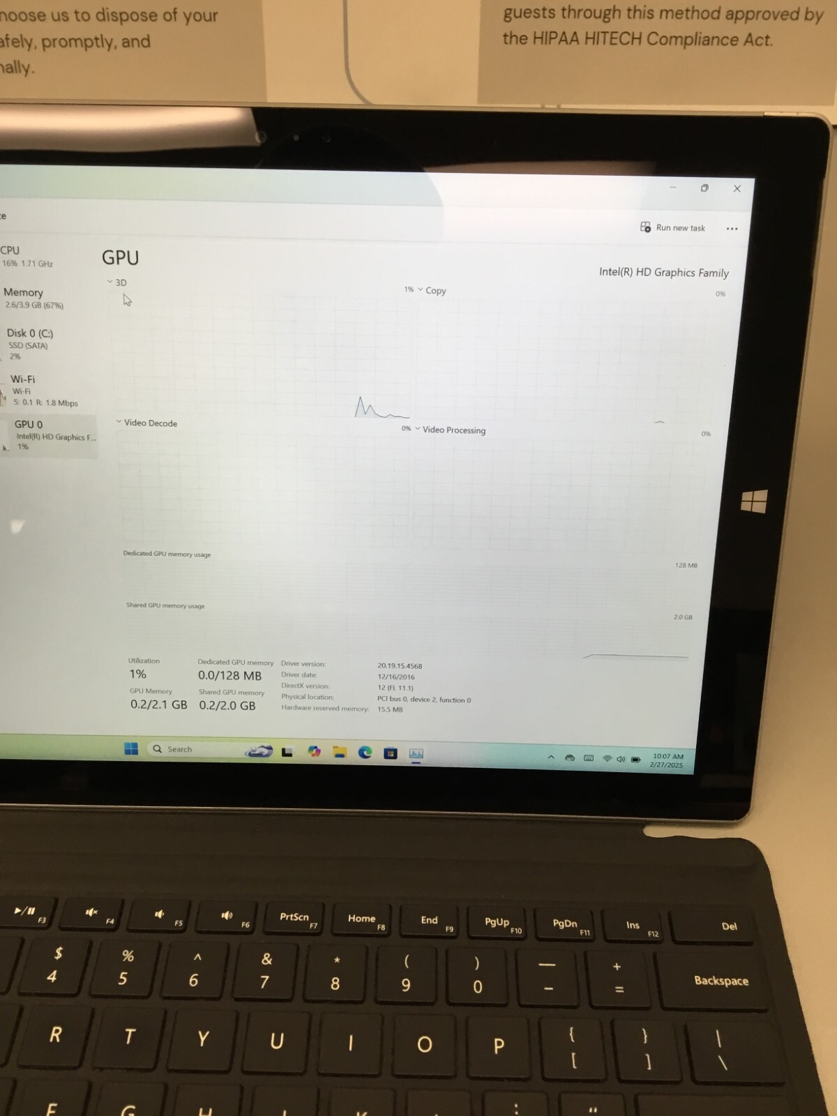 Microsoft Surface Pro 3 12 inch (128GB, Intel Core i5 4th Gen., 1.90GHz, 4GB).