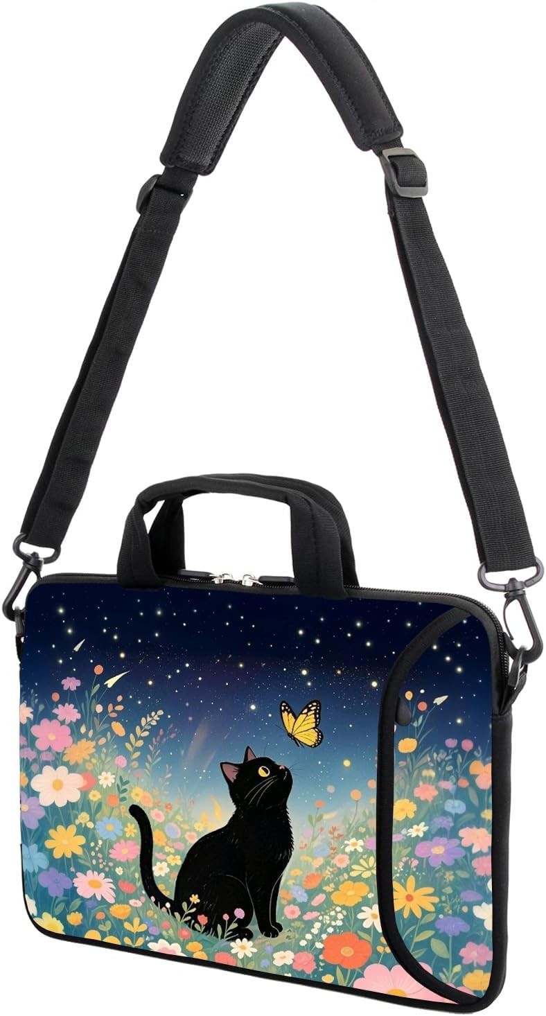 17″ Laptop Shoulder Bag Carrying Case with Adjustable Shoulder Straps and Front