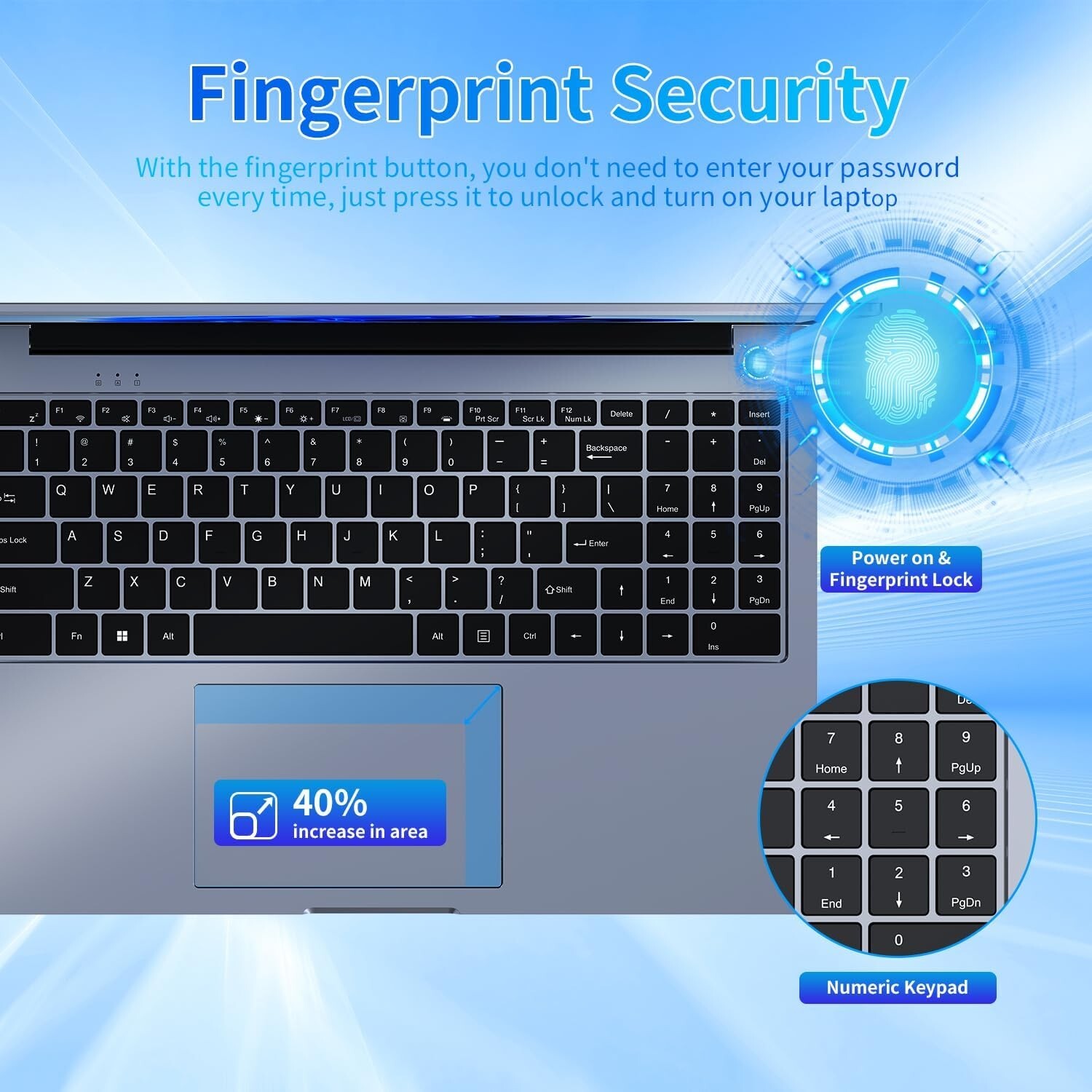 16 inch Laptop, 16GB DDR4 512GB SSD, Intel Quad-Core N95 Processor, up to 3.4Ghz
